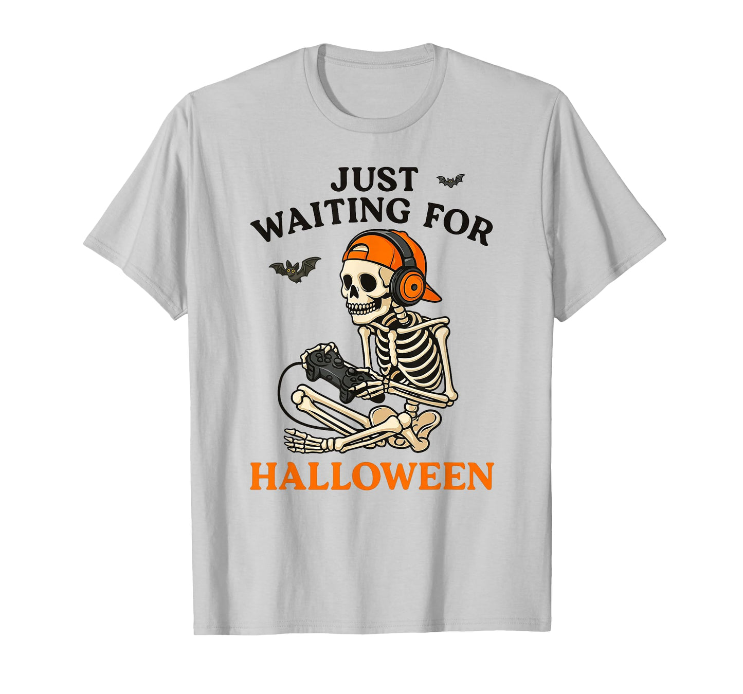 Funny Skeleton Waiting Halloween Gamer Video Gaming Teen Boy T-Shirt