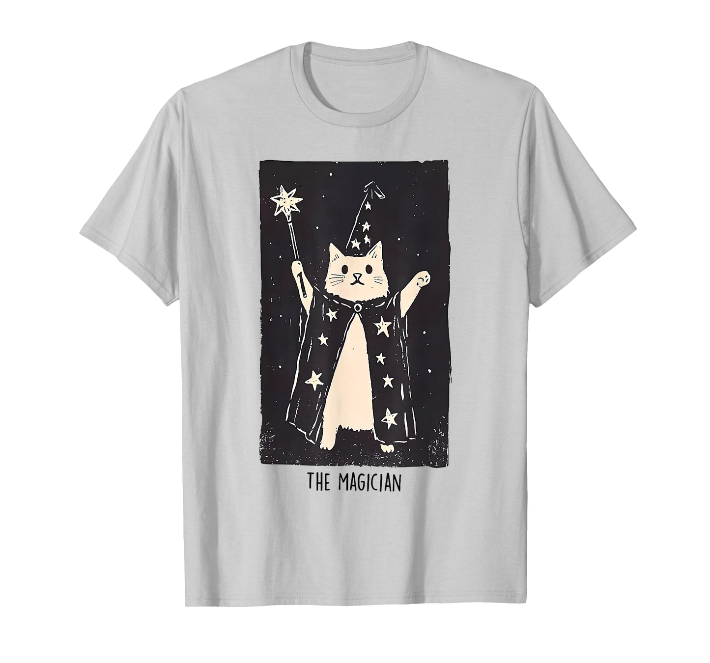 Wizard Cat Weird Funny Tarot Card The Magician Halloween Cat T-Shirt for Men Women Kids