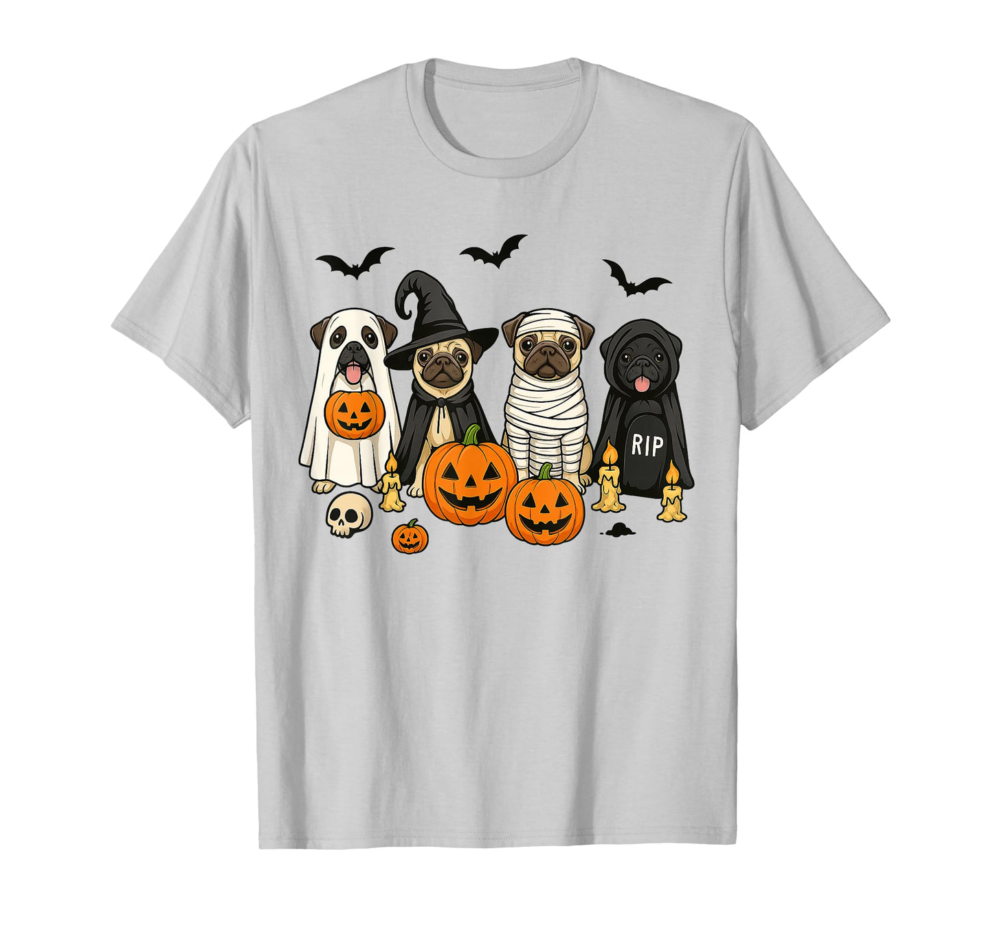 Spooky Pug Halloween Outfit for Dog Lovers Family Men Women T-Shirt