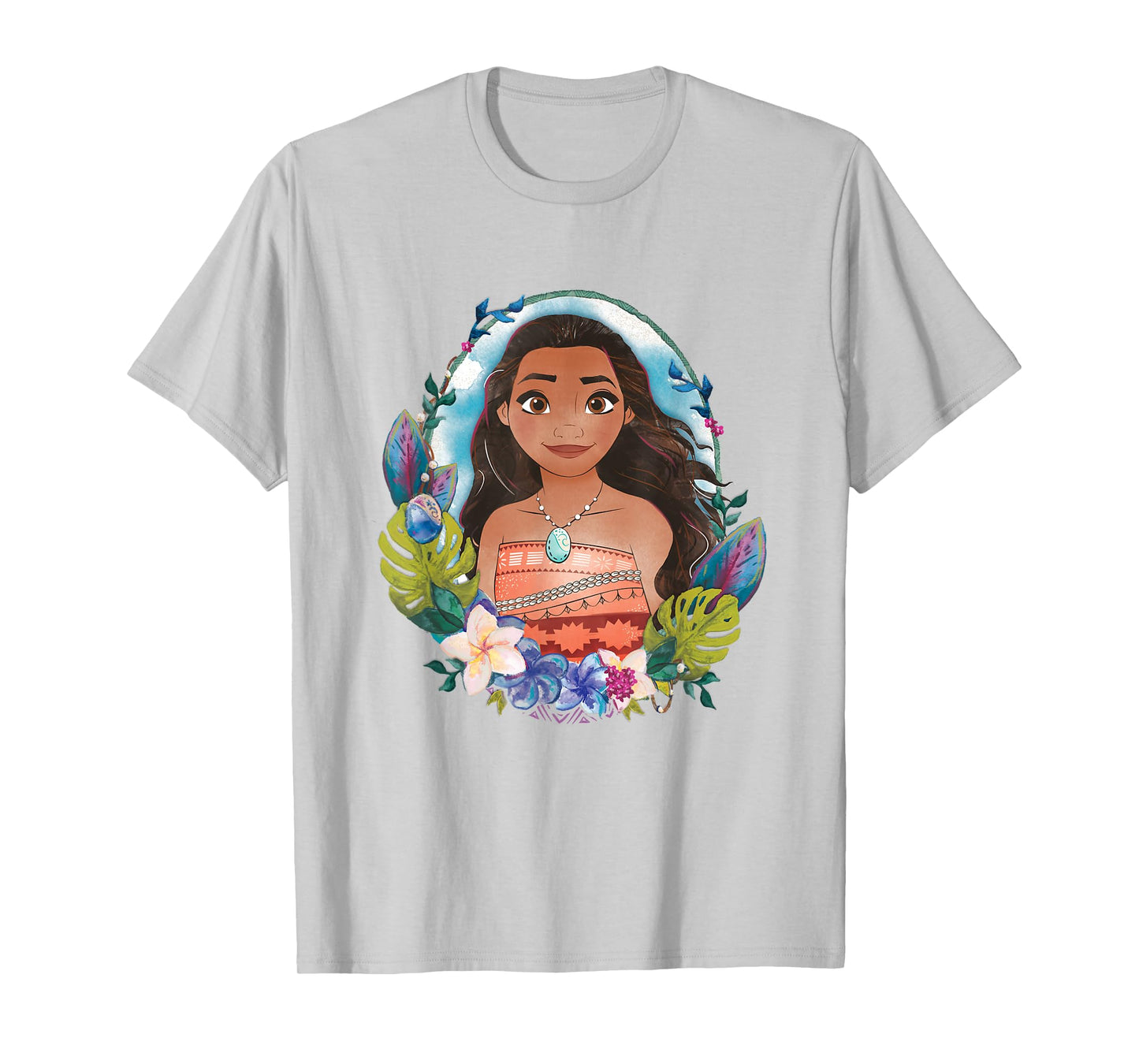 Disney Moana Beautiful Floral Face Portrait Vintage T-Shirt