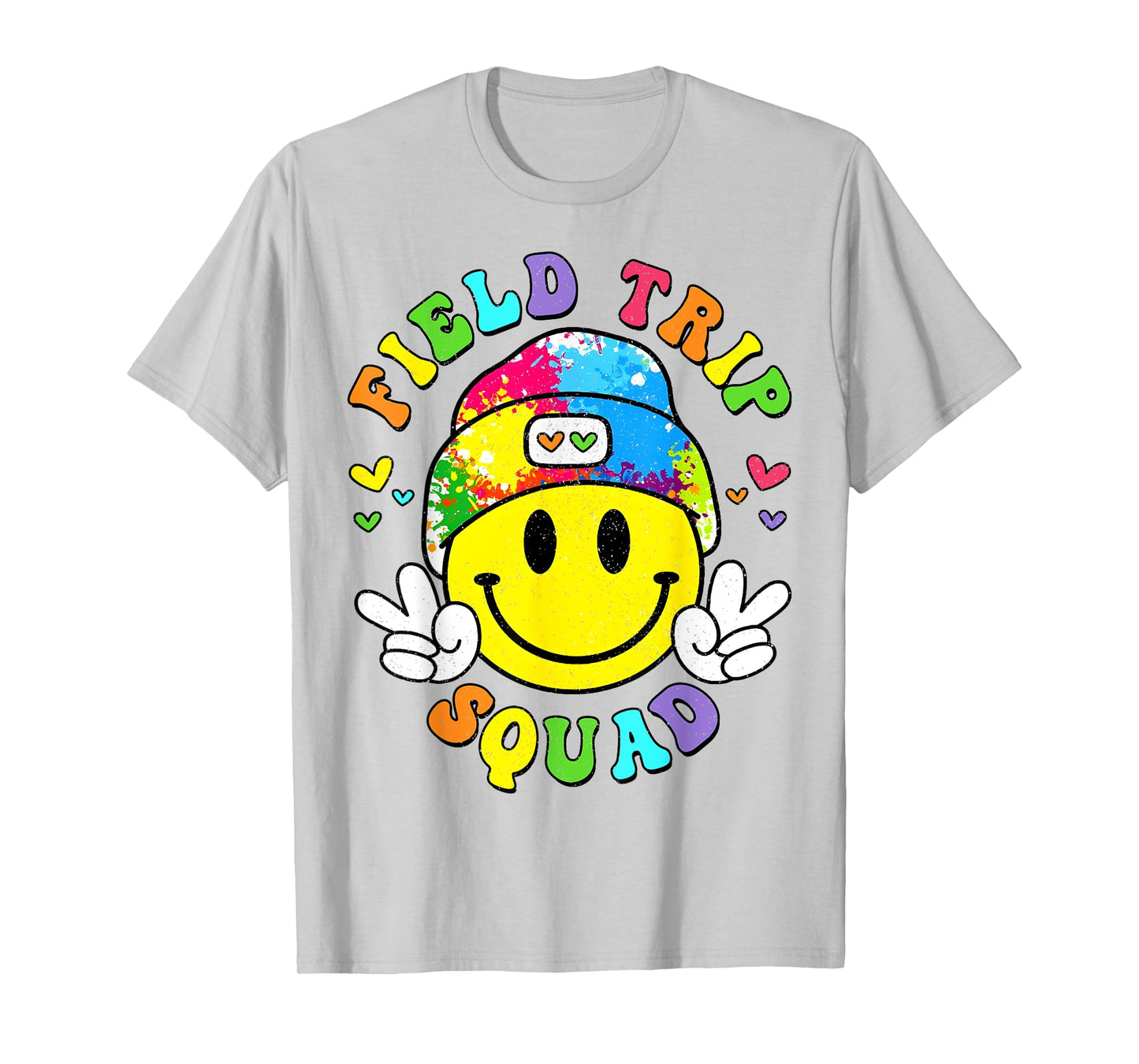 Hippie smile Face Field Trip Squad Groovy Field Day 2024 T-Shirt