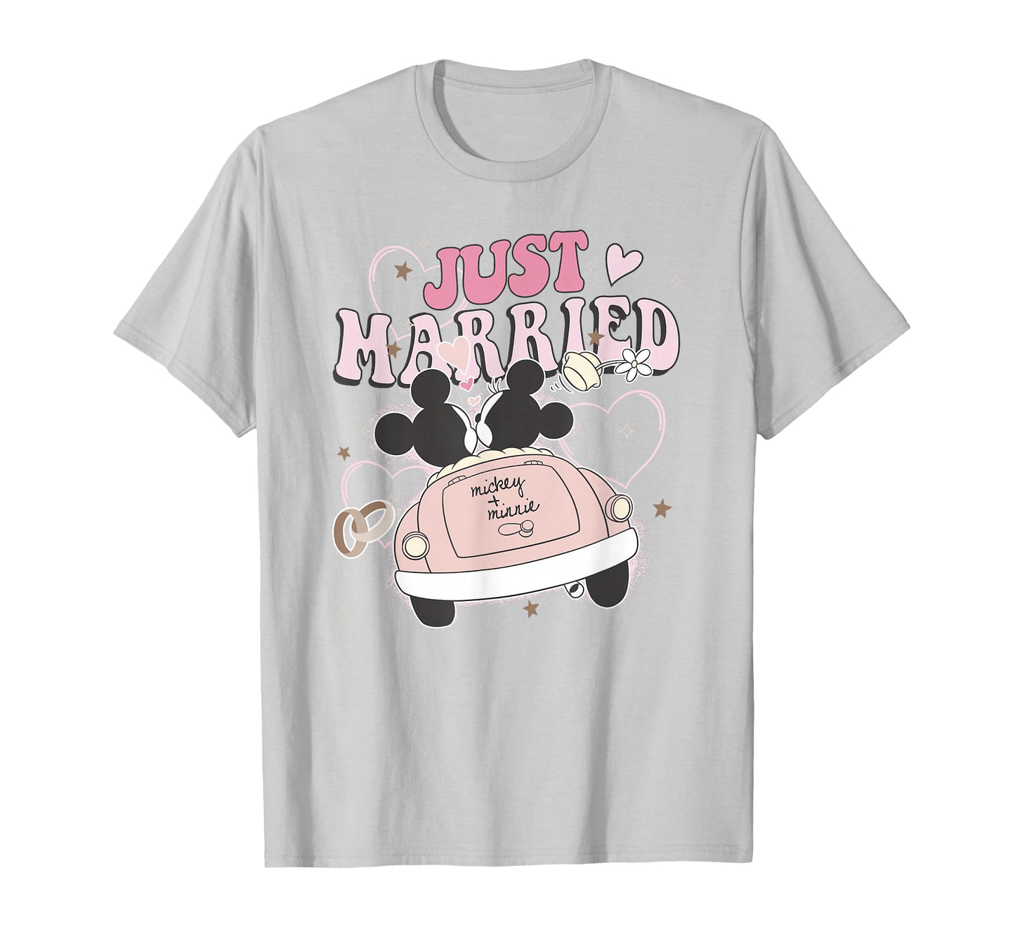 Disney Mickey & Friends Just Married Mickey Minnie Love Logo T-Shirt