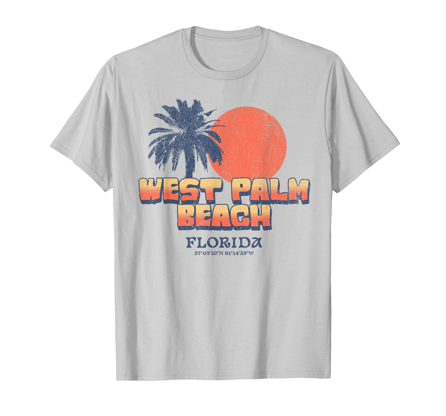 West Palm Beach Florida Retro Sunset Palm Tree Vintage Vacay T-Shirt