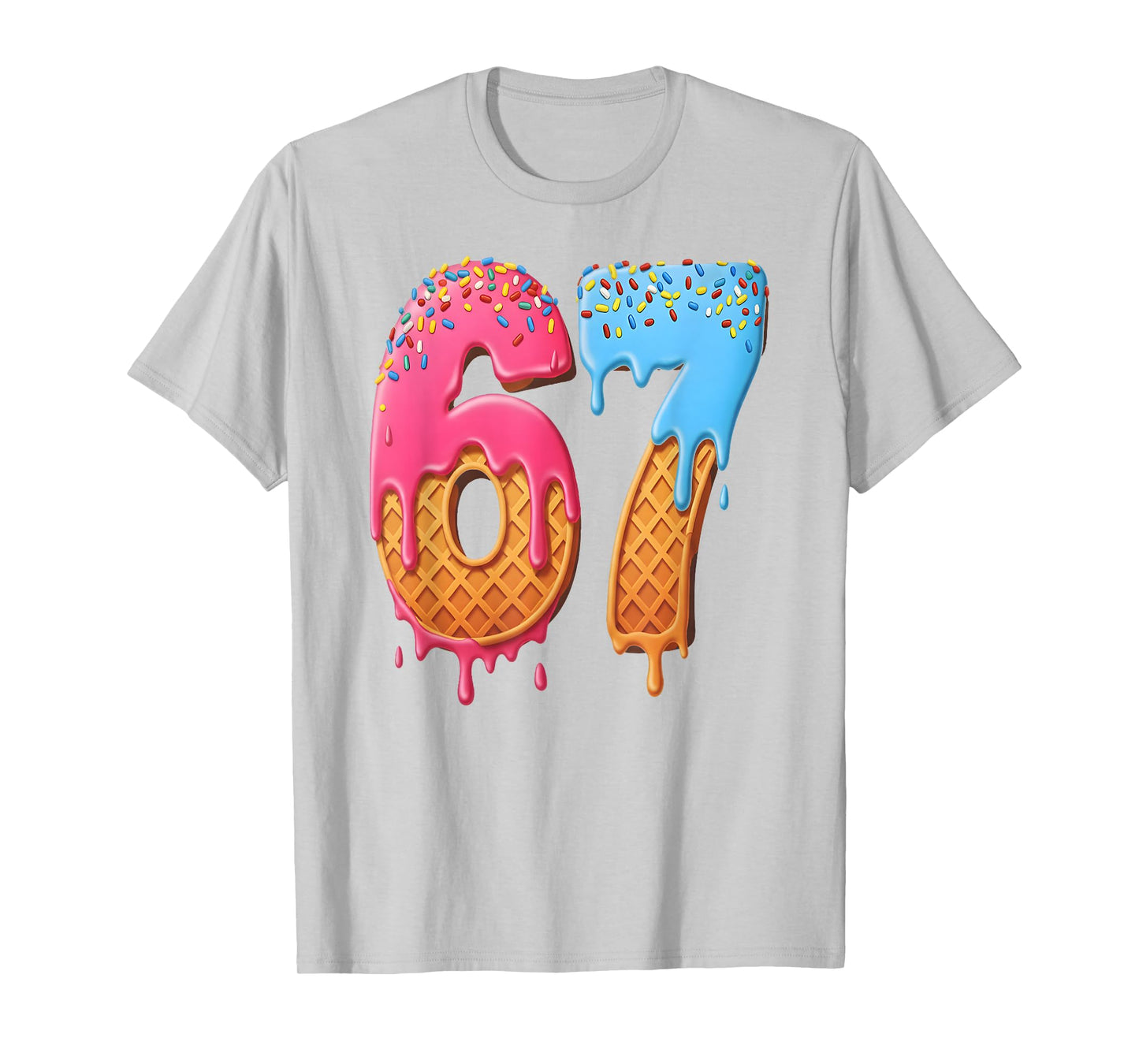 67 Ice Cream Drip Meme Funny Six Seven Gen Alpha Slang T-Shirt