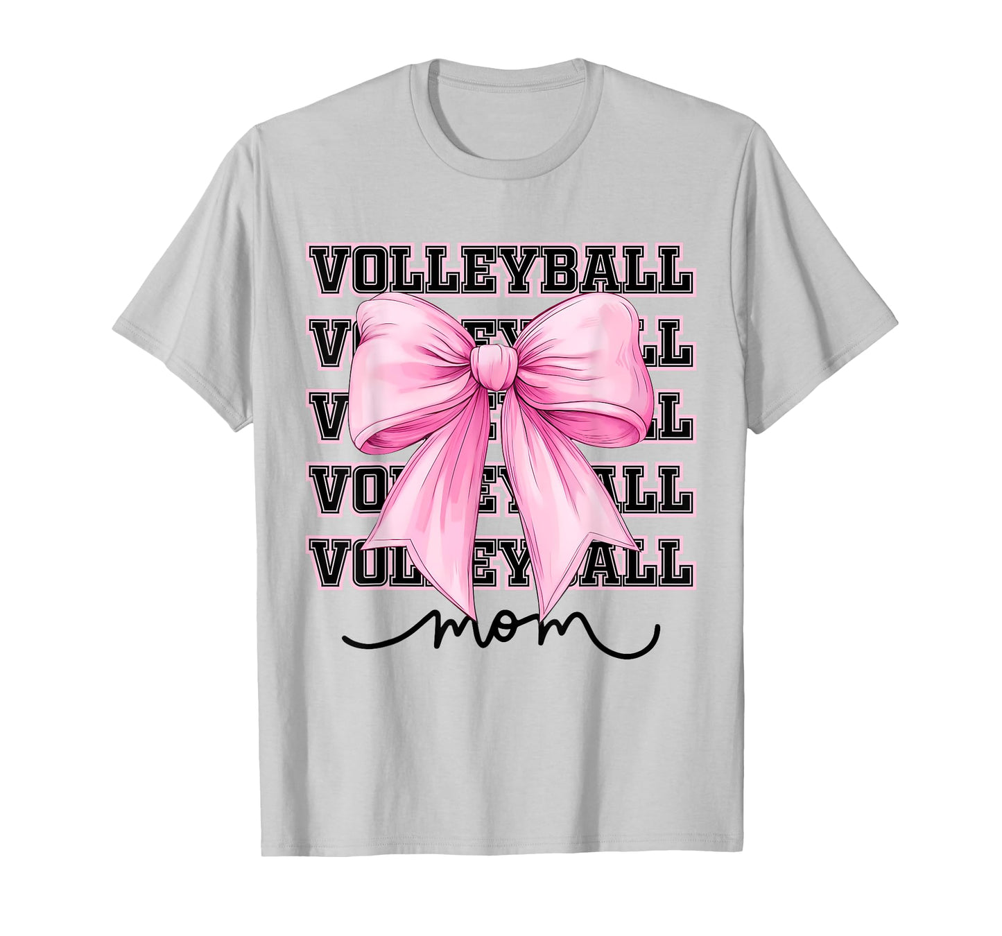 Volleyball Mom Pink Coquette Bow Game Day Mama Mothers Day T-Shirt