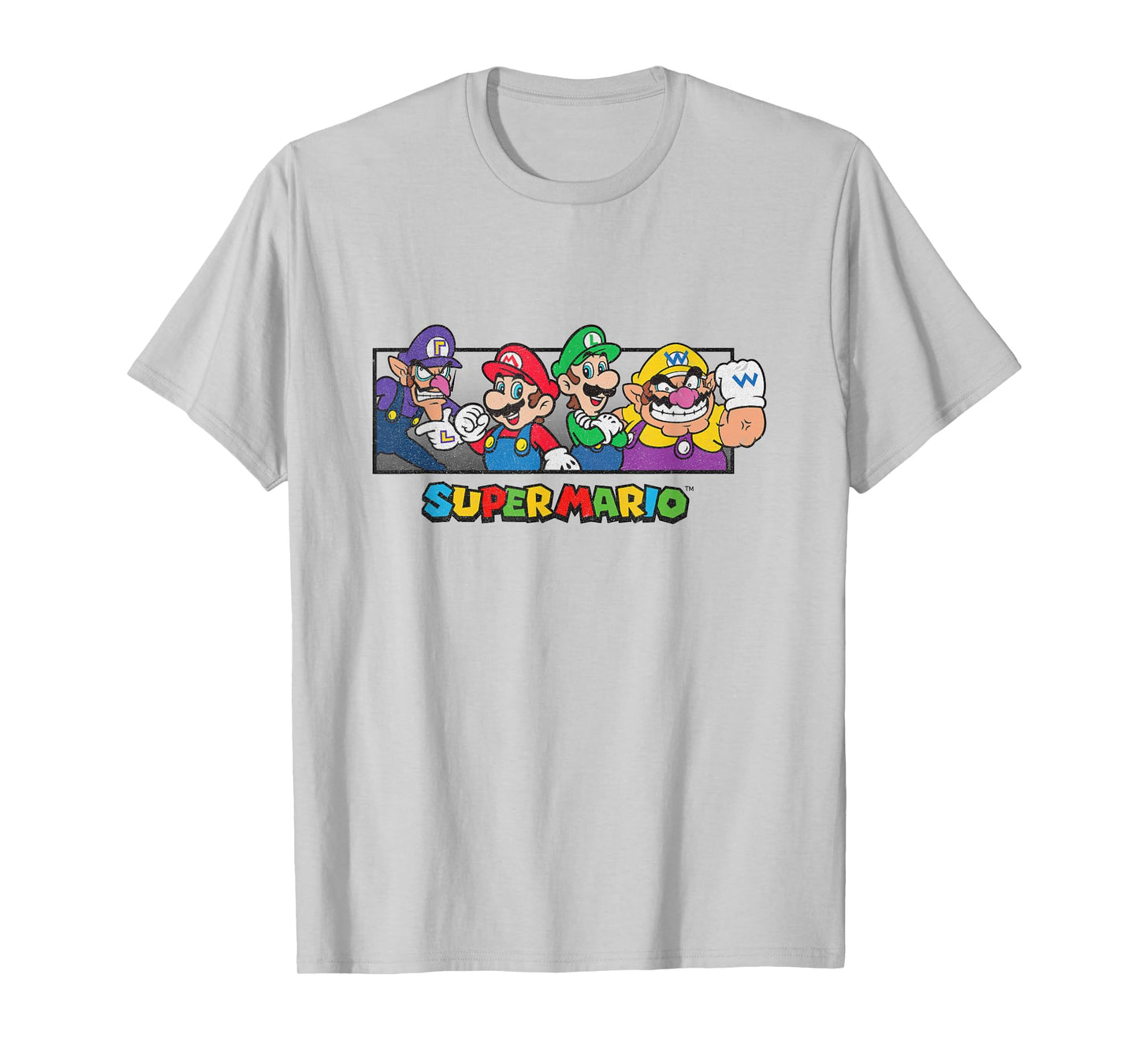 Super Mario Group Shot Mario Luigi Wario Waluigi Retro T-Shirt