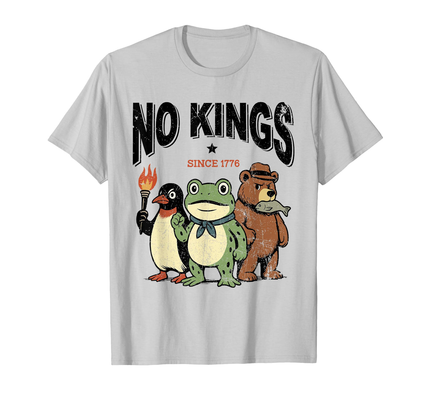No Kings Since 1776 Portland Frog Bear Protest Funny T-Shirt