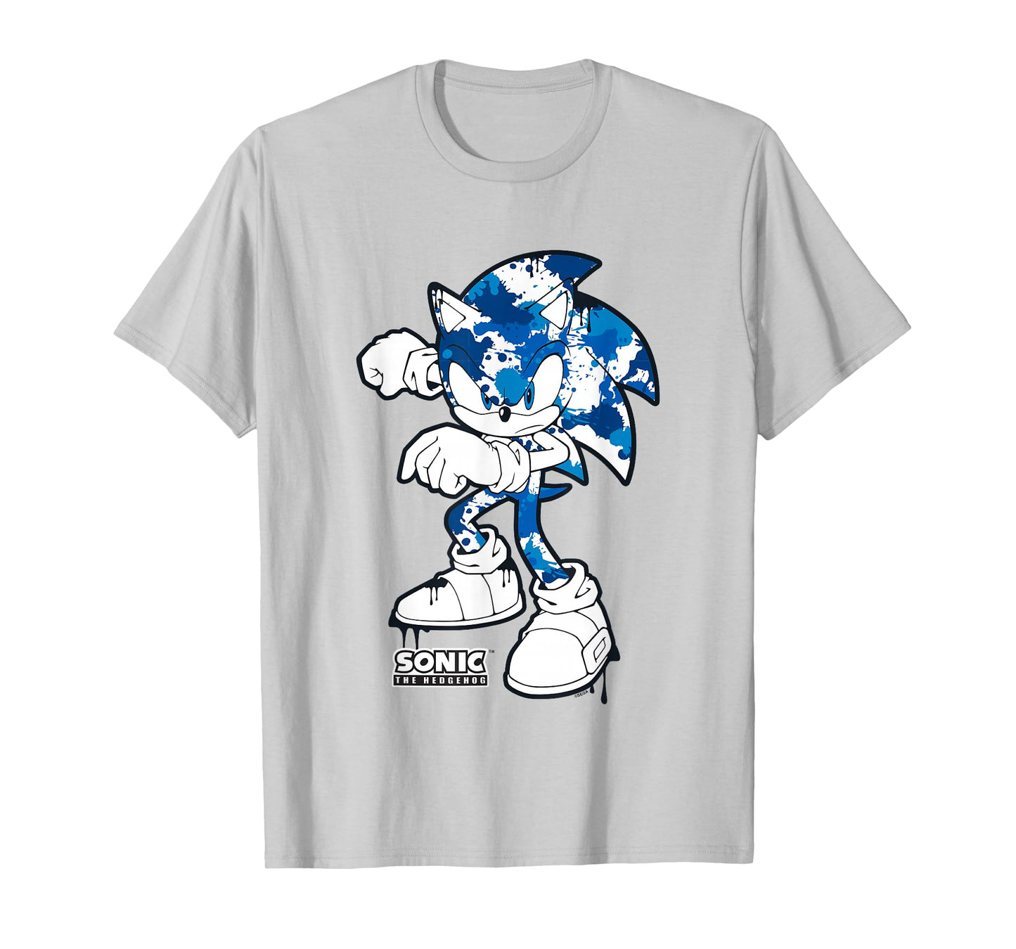 Sonic The Hedgehog Dripping Paint Urban Style Portrait T-Shirt