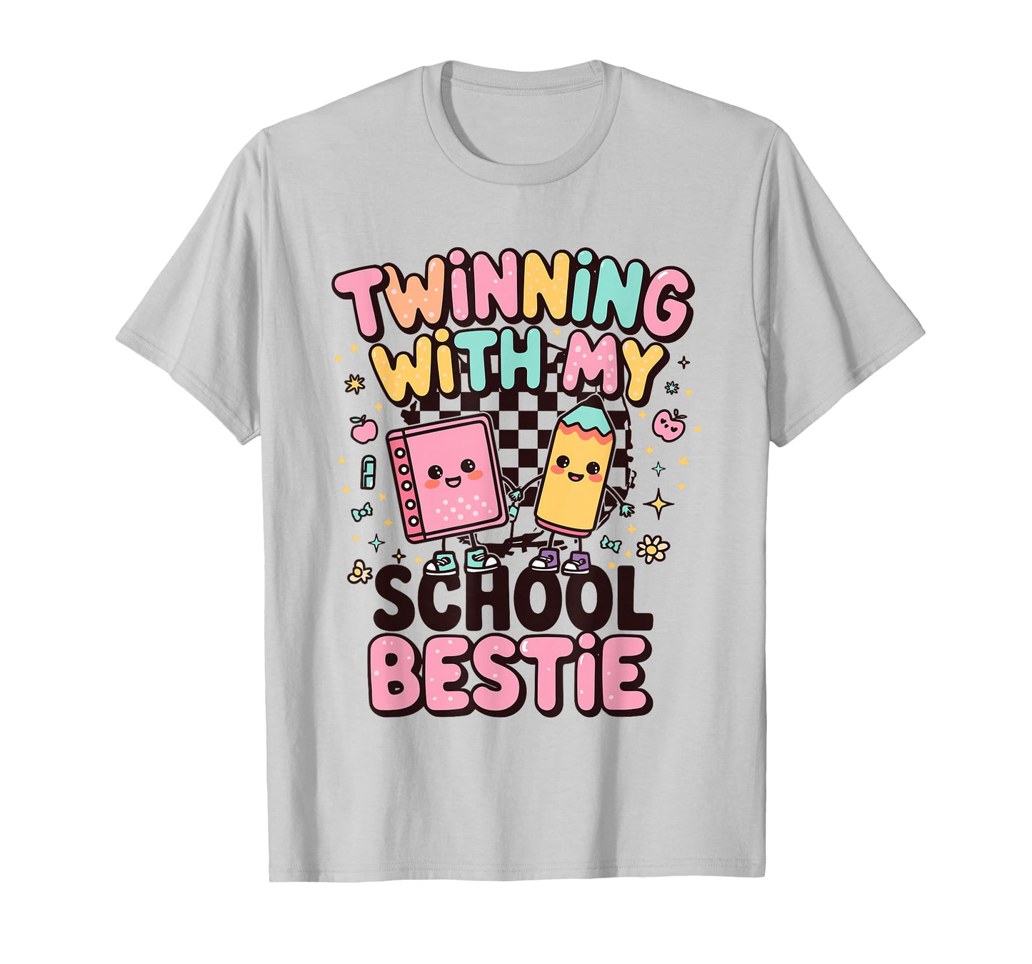 Twinning with My School Bestie Cute Matching Friend Twin Day T-Shirt