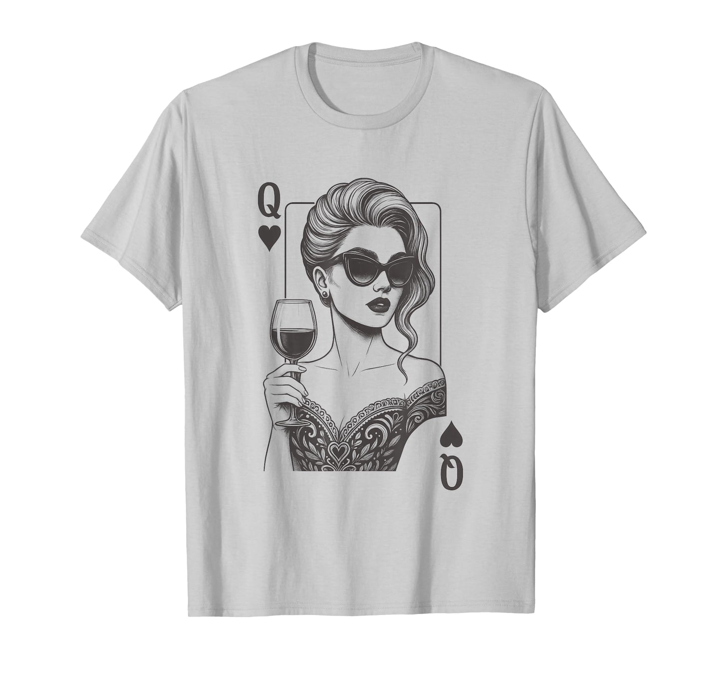 Queen of Hearts Playing Card Deck Women Vintage T-Shirt