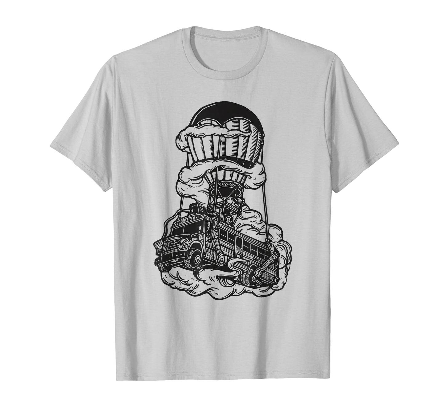 Fortnite Battle Bus Flying Line Art T-Shirt