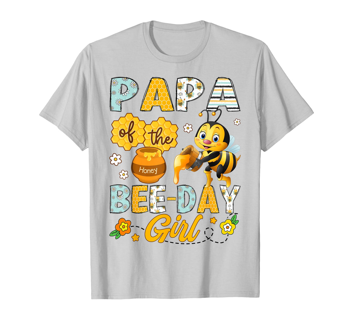 Papa Of The Bee-Day Girl Funny Bee Birthday Party T-Shirt