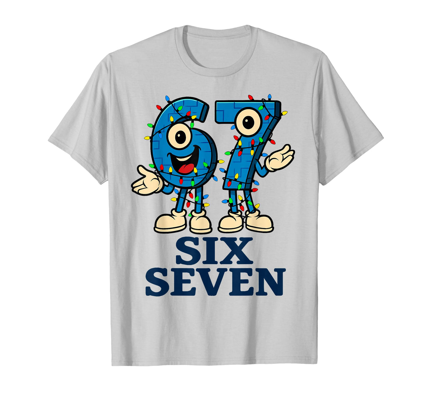 67 Six Seven 6-7 Christmas Lights - Funny Brainrot Kids Meme T-Shirt