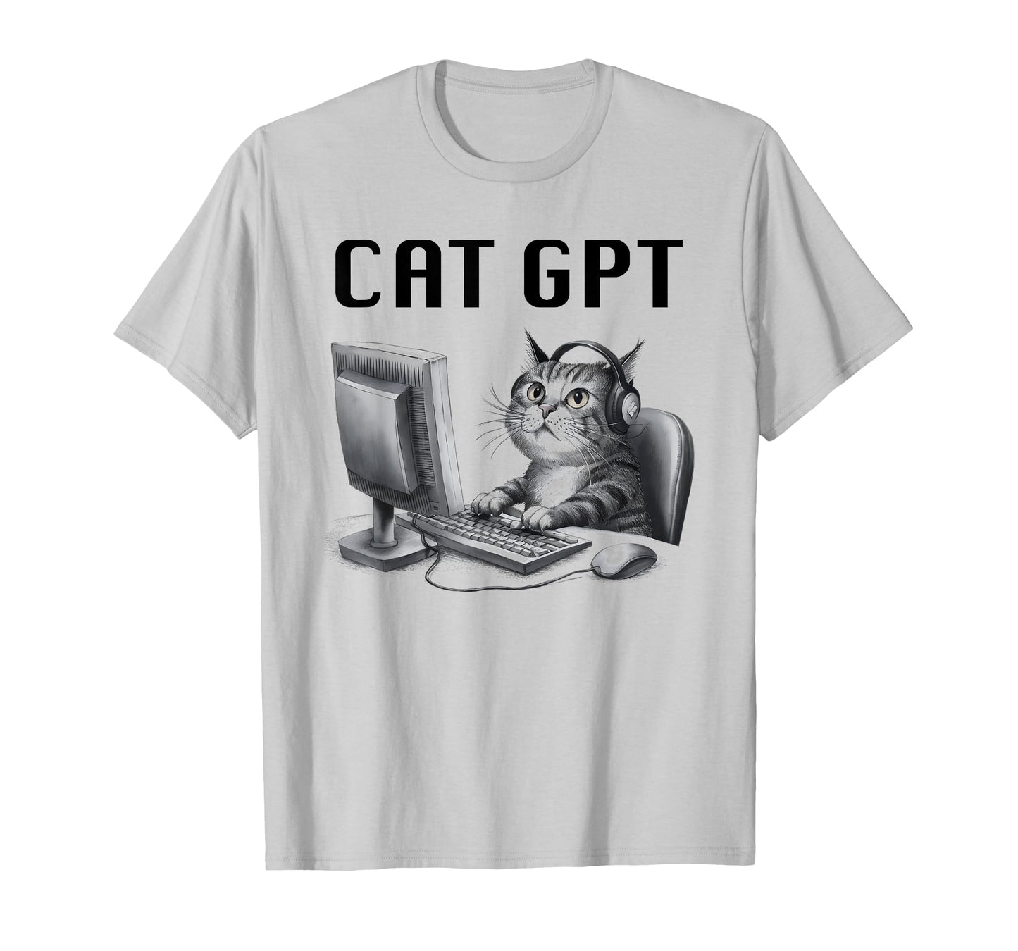 CAT GPT Funny AI Cat - Computer Chat Bot Humorous Kitty Pun T-Shirt