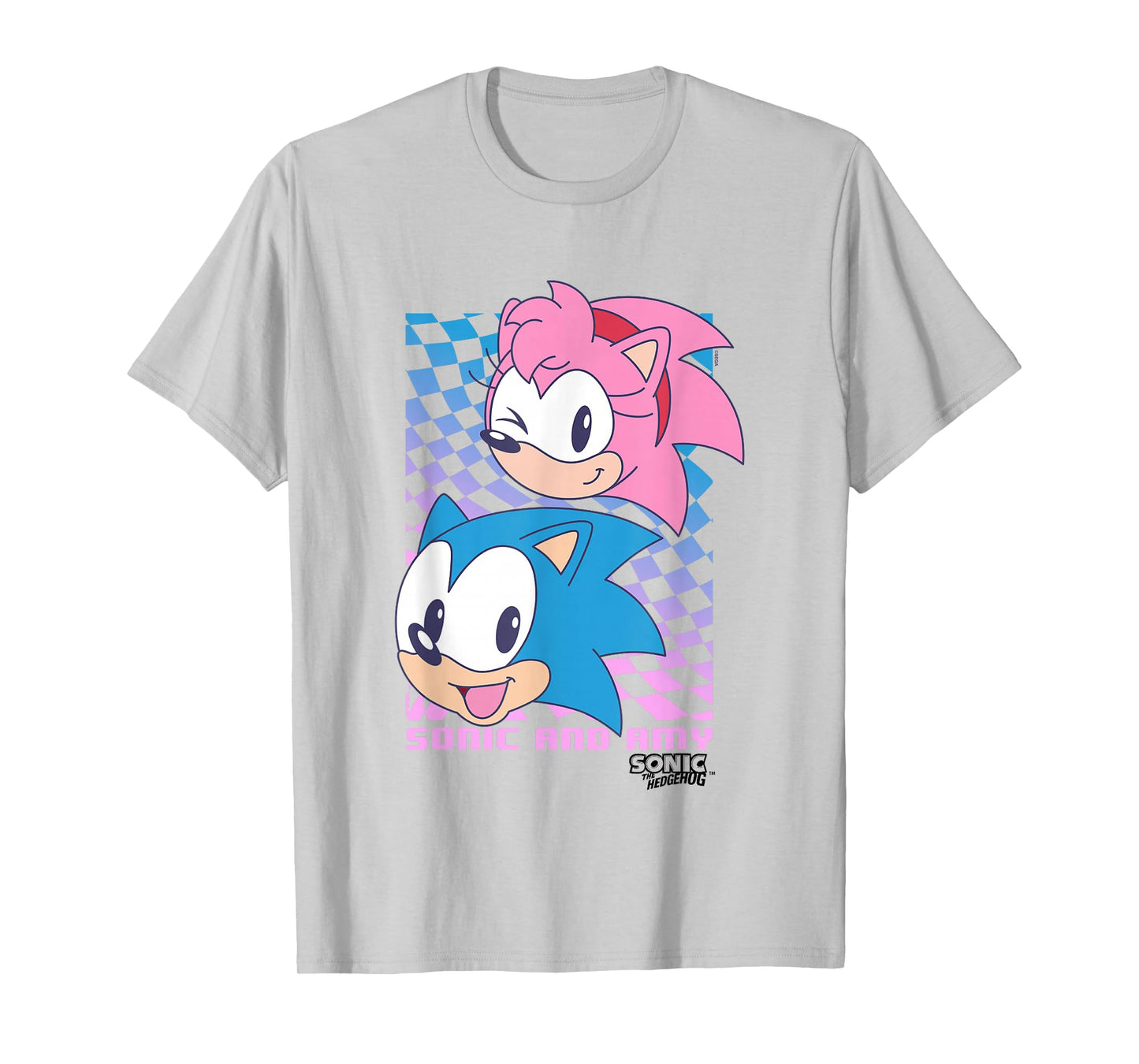 Sonic The Hedgehog Sonic & Amy Big Faces Cute Retro Poster T-Shirt