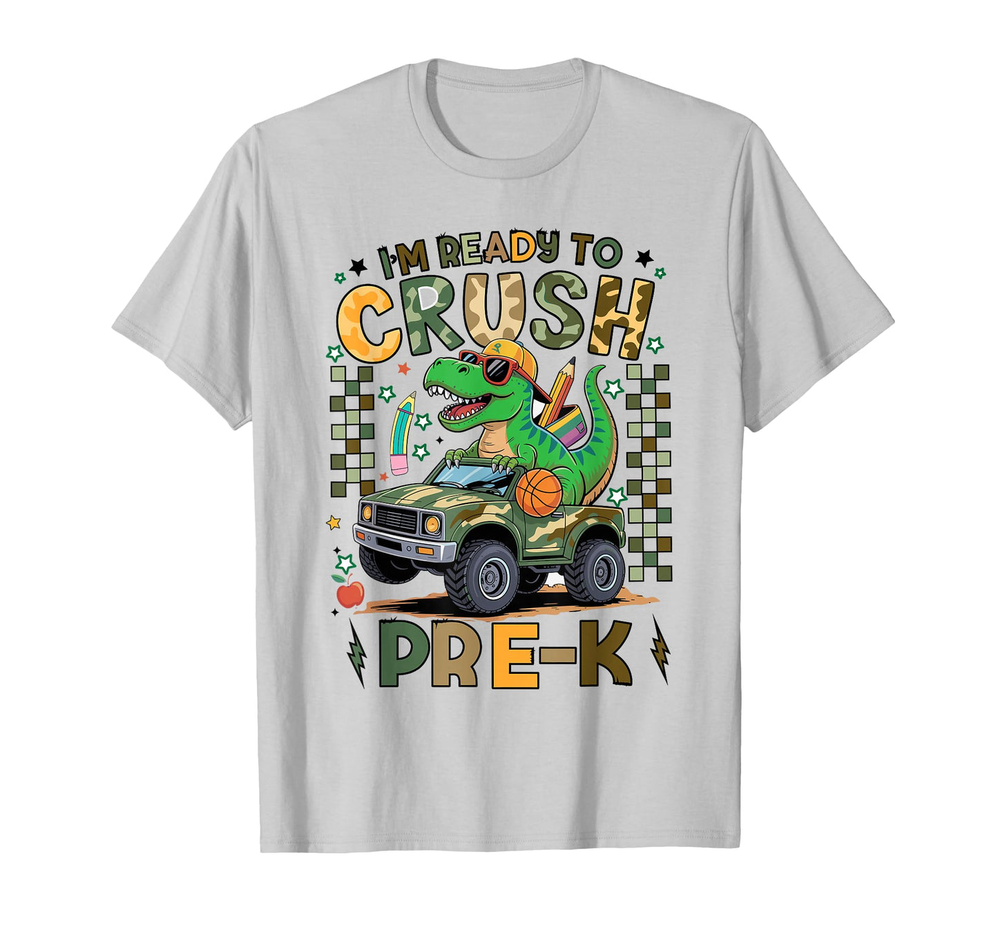 Back to School Kids Boys I’m Ready to Crush Pre-k T-Rex T-Shirt