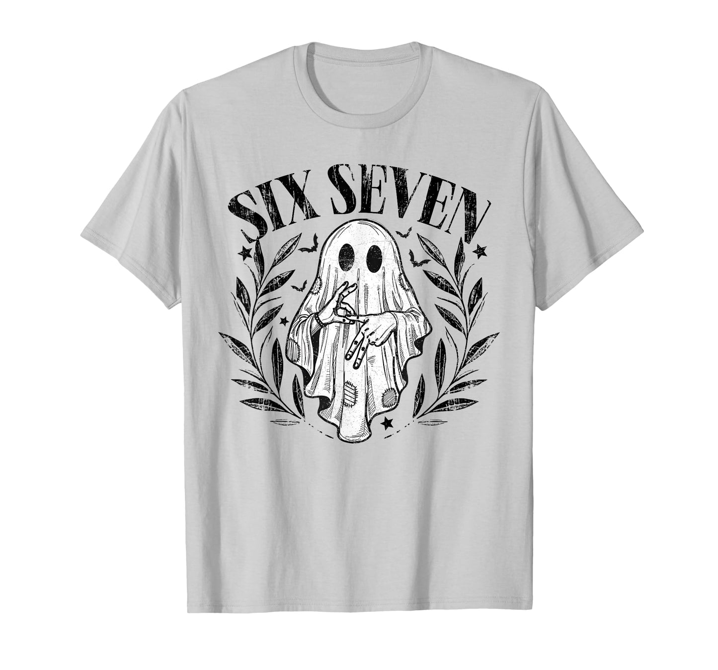 Six Seven 6 7 Meme Gen Alpha Halloween Ghost Hands Sign T-Shirt