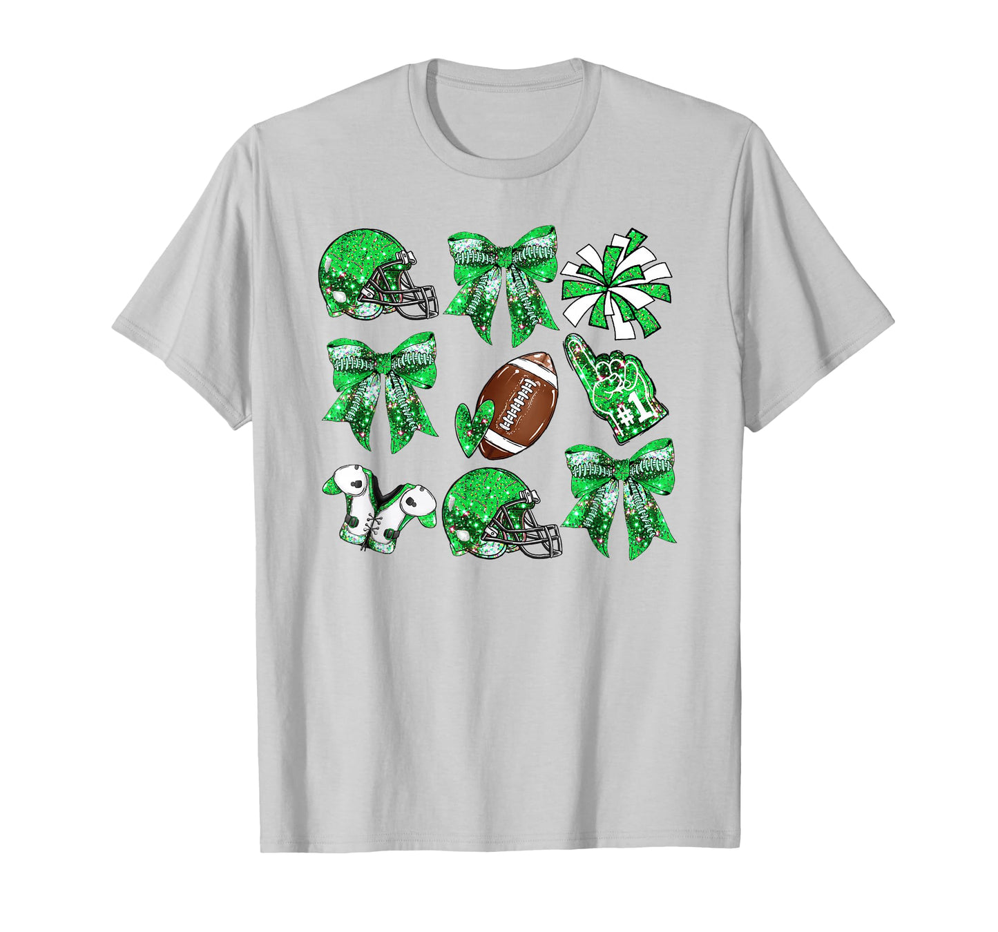 Green Coquette Bow Football Game Day Women Girls Kids T-Shirt