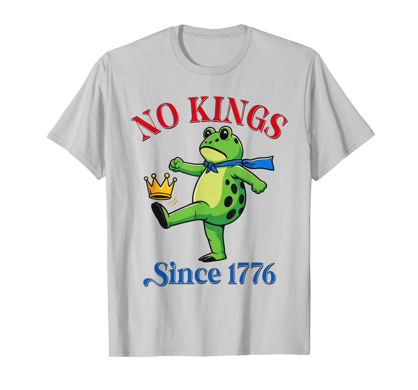 No Kings Since 1776 Portland Frog Kicking Crown Retro T-Shirt