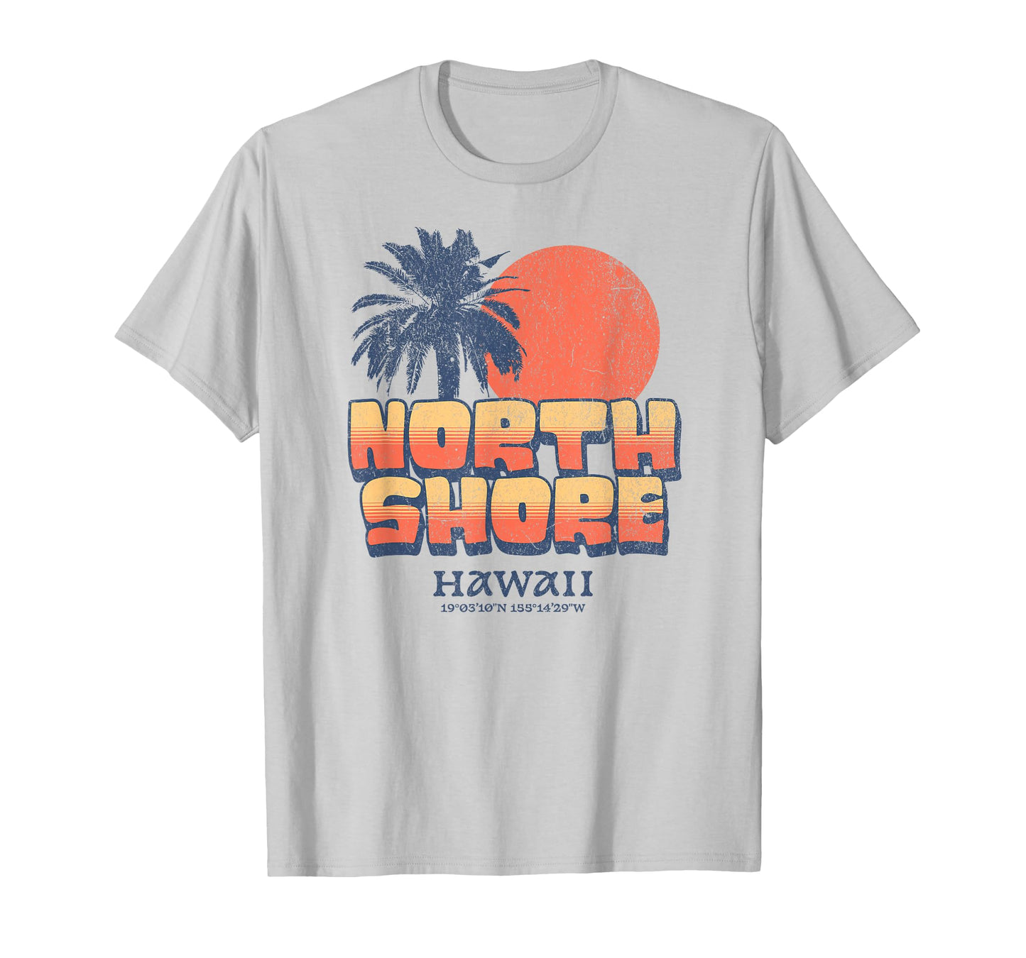 North Shore Hawaii Retro Sunset Palm Tree Hawaiian Beach T-Shirt