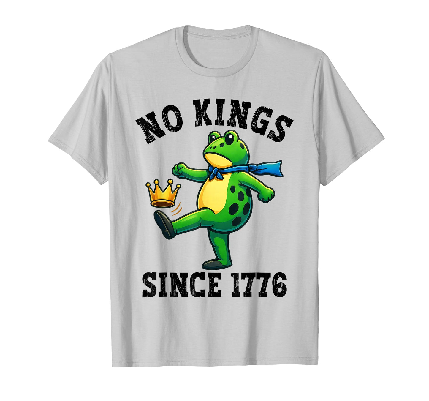 No Kings Since 1776 Portland Frog Kicking Crown Retro T-Shirt