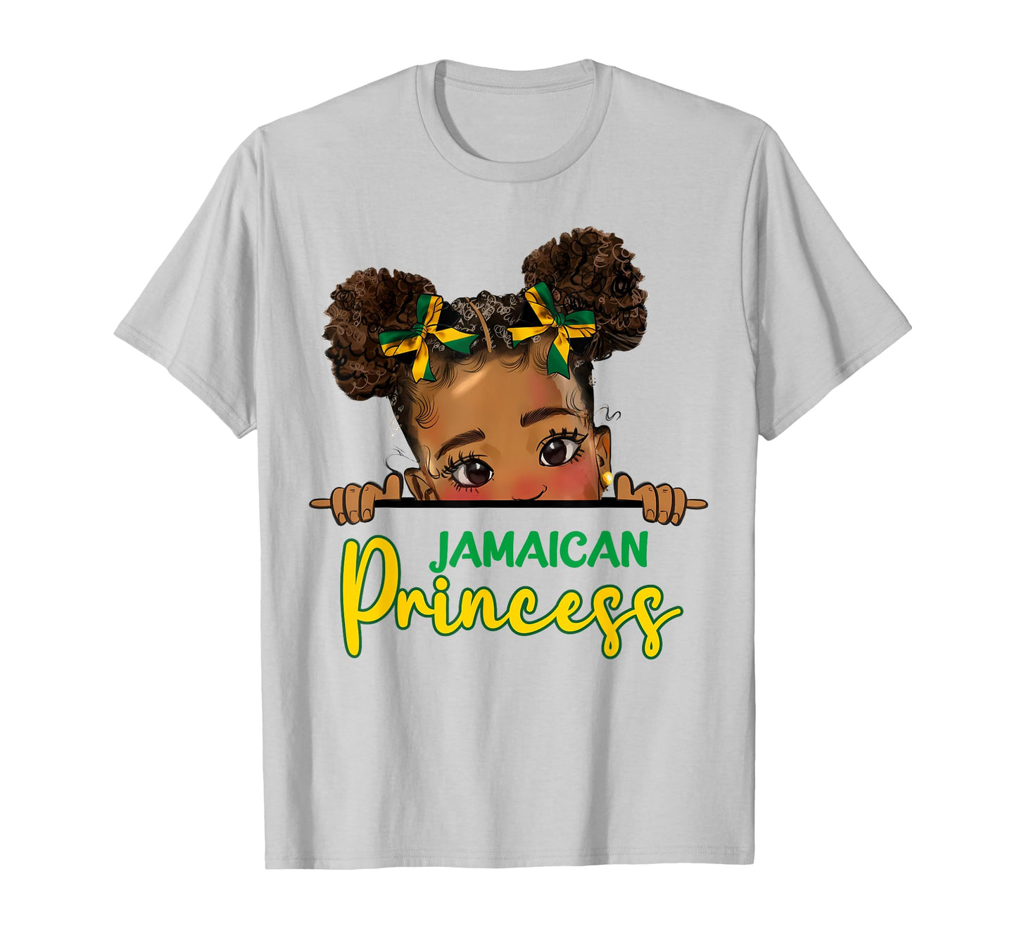 Jamaican Princess Messy Bun Girl Kids Toddlers Jamaica Flag T-Shirt