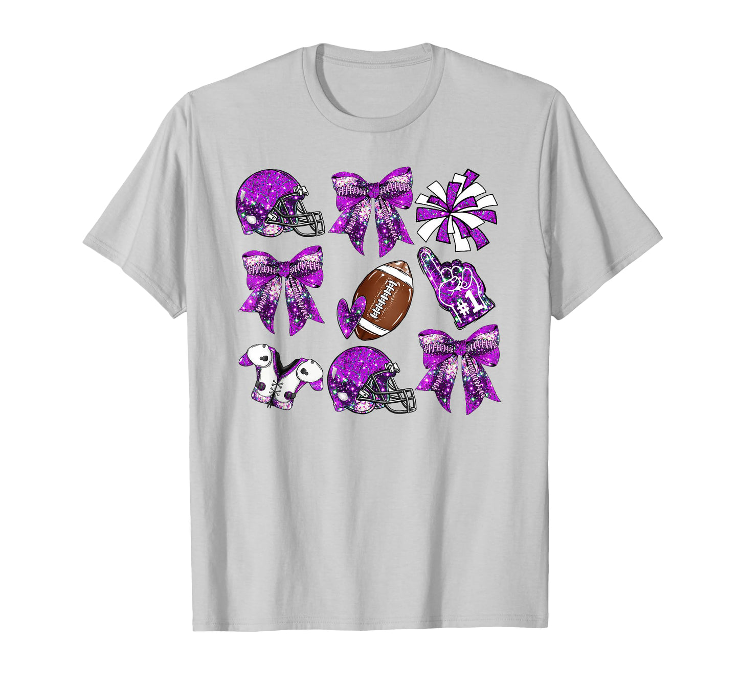 Purple Coquette Bow Football Game Day Women Girls Kids T-Shirt