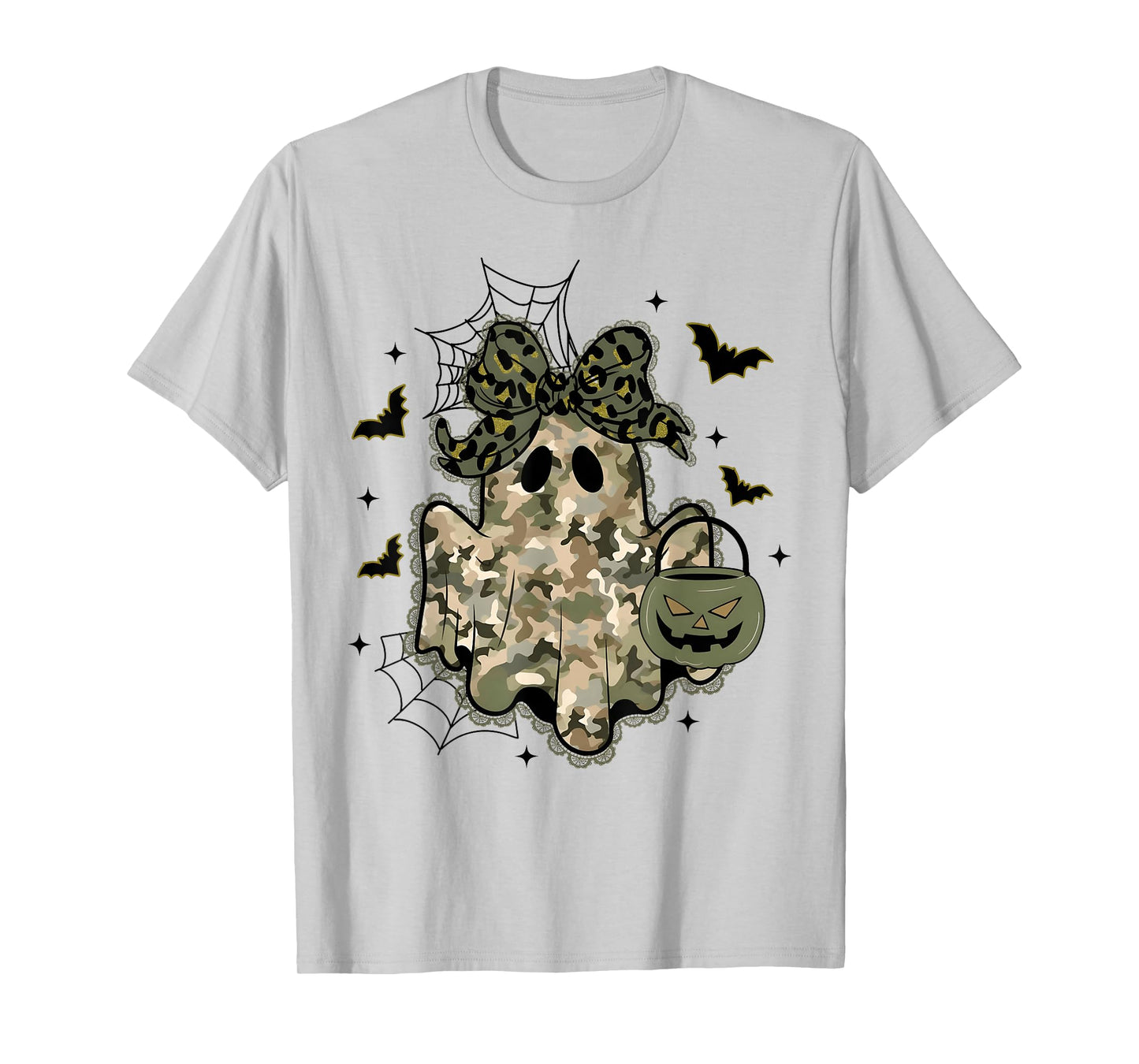 Lace Ghost Coquette Bow Camo Halloween Girly Women Girls T-Shirt