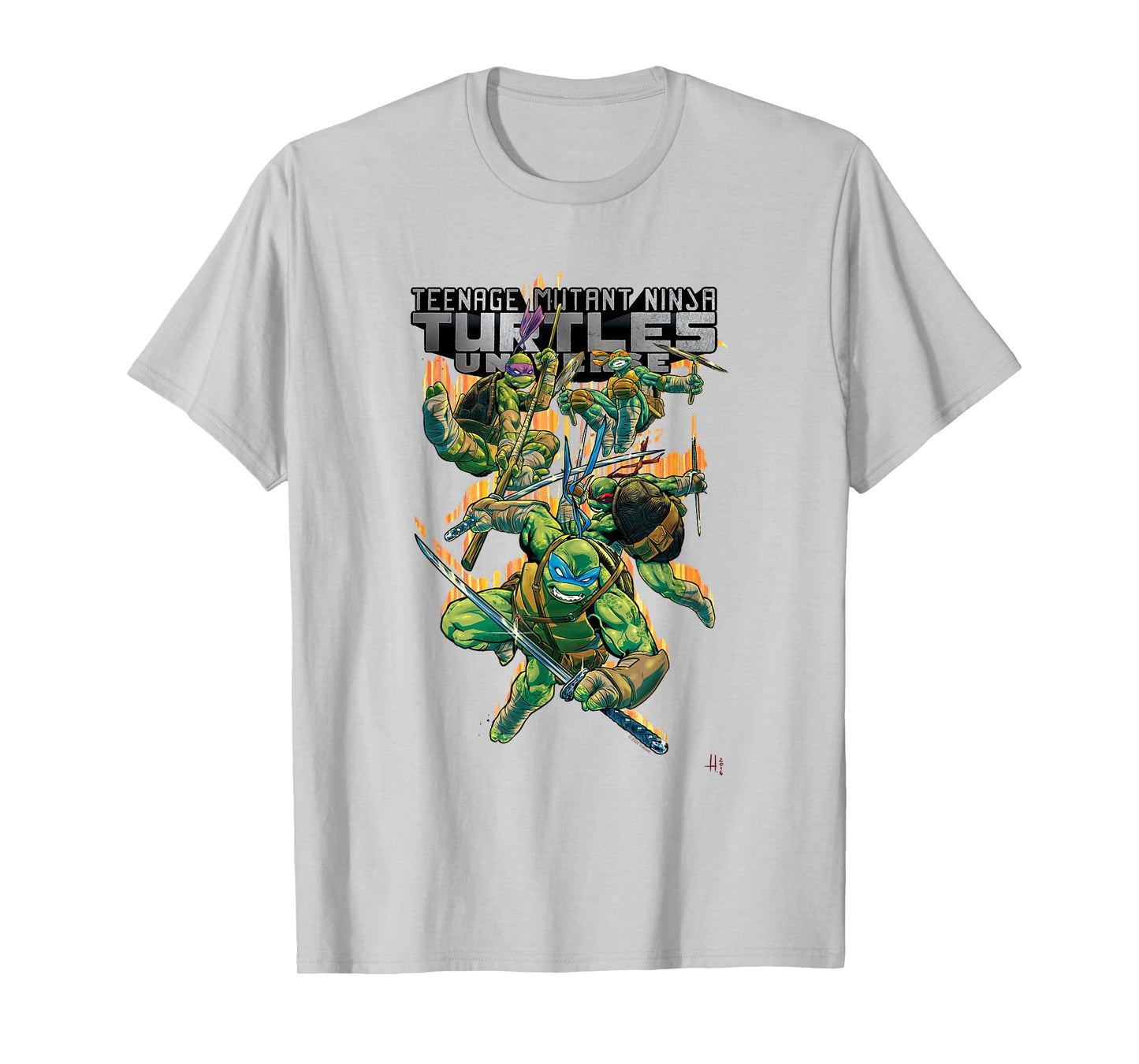 Teenage Mutant Ninja Turtles Colorful Attack Poses Comic T-Shirt
