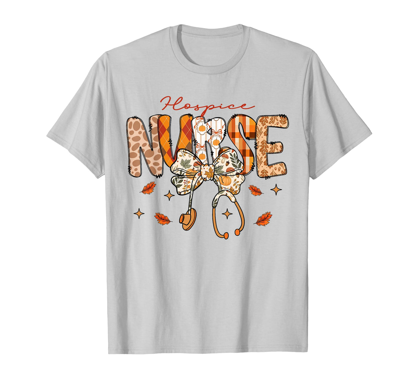 Hospice Nurse Fall Stethoscope Coquette Bow Autumn T-Shirt