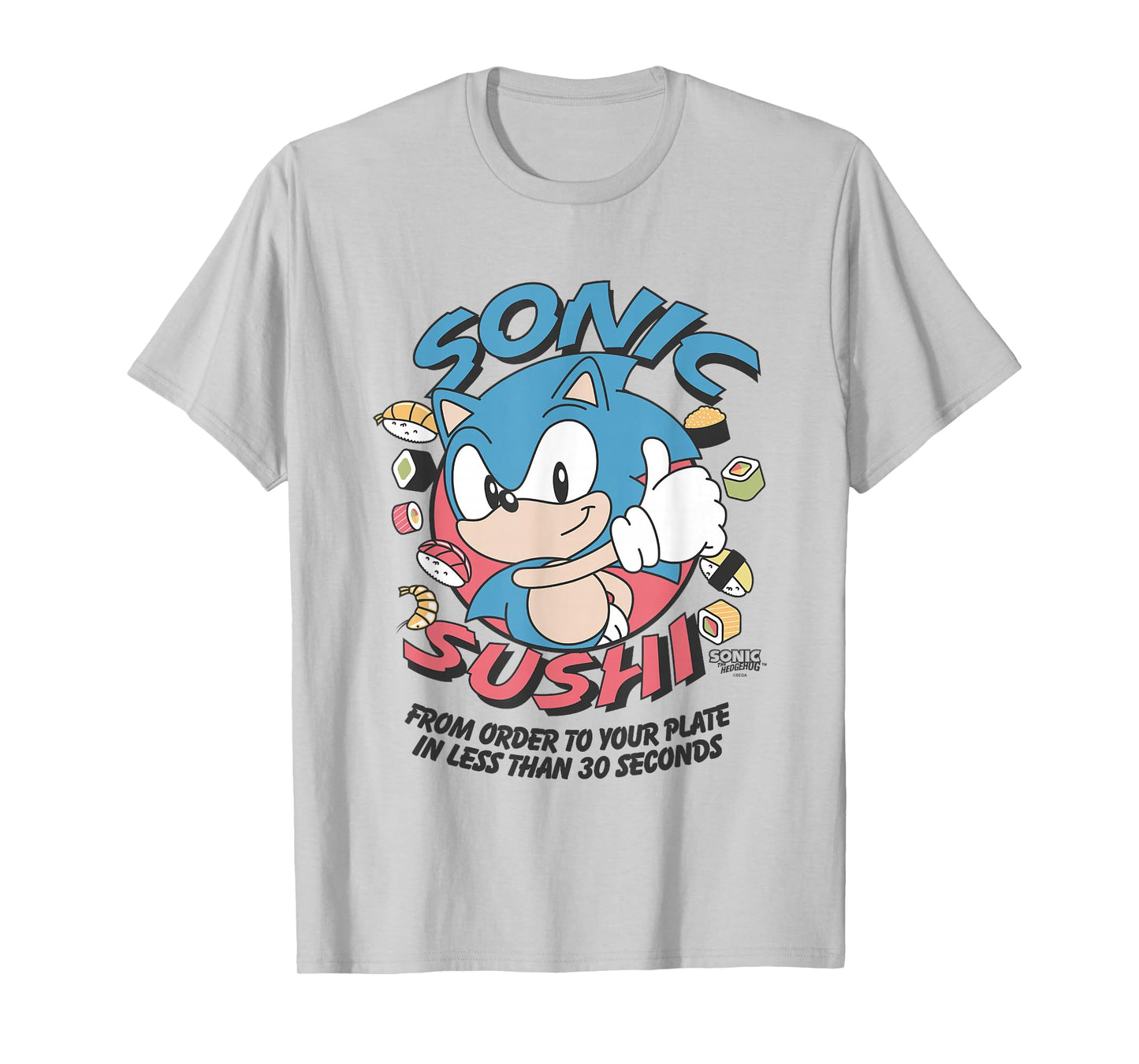 Sonic The Hedgehog Sonic Sushi Less Than 30 Seconds Vintage T-Shirt