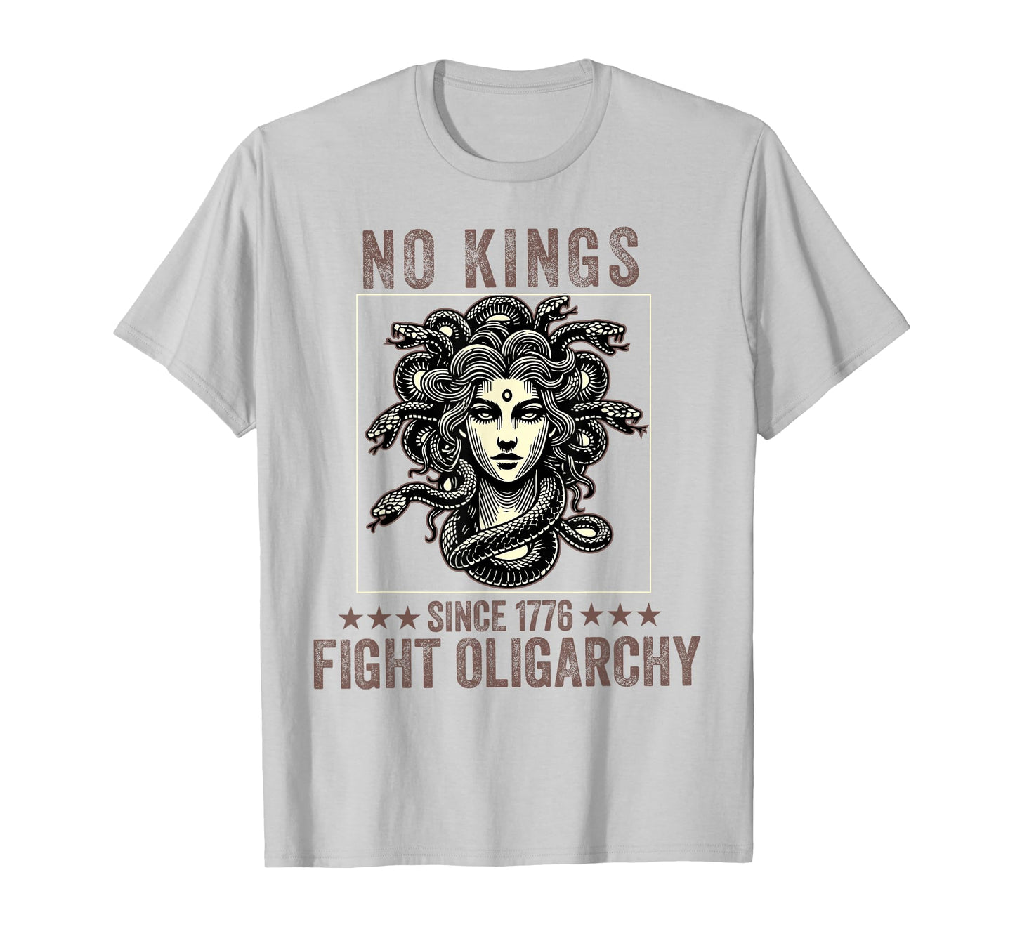 no kings fight oligarchy Medusa feminist patriot women girl T-Shirt