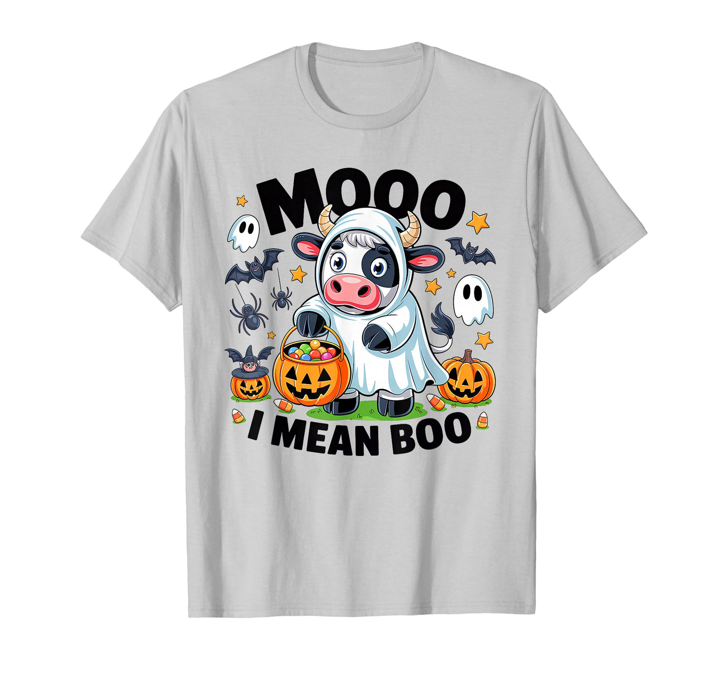 Moo I Mean Boo Spooky Cow Halloween Spooky Heifer Cute Ghost T-Shirt