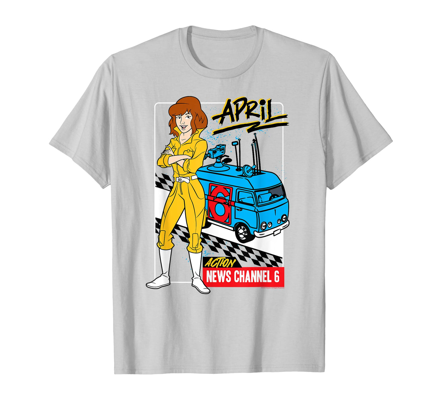 Teenage Mutant Ninja Turtles April and News Channel 6 Retro T-Shirt