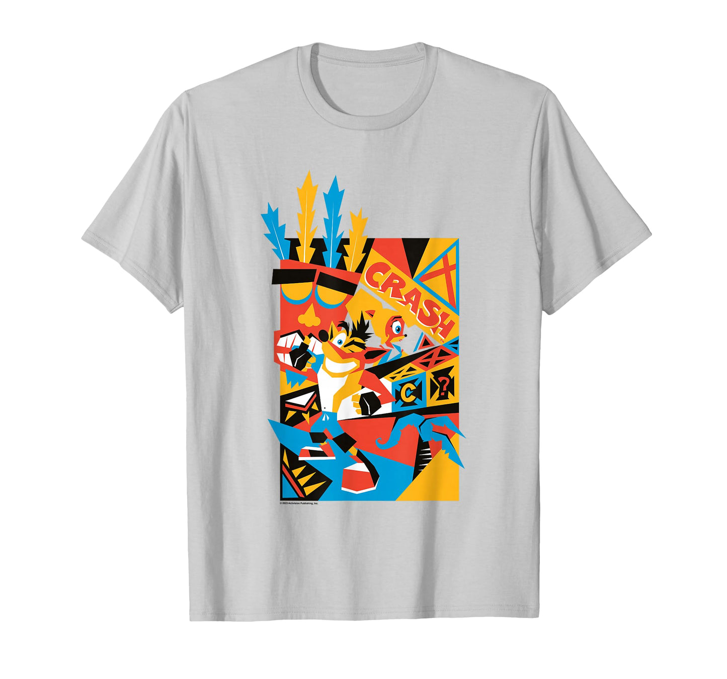 Crash Bandicoot Retro Nineties Crash Aku Aku Graffiti Badge T-Shirt