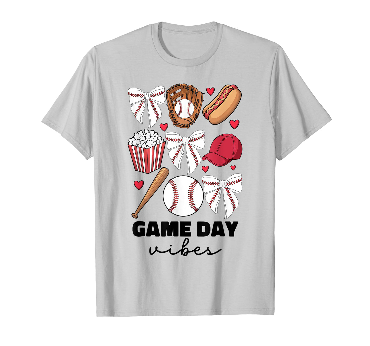 Game Day Vibes Coquette Bow Baseball Mom Women Girl Baseball T-Shirt