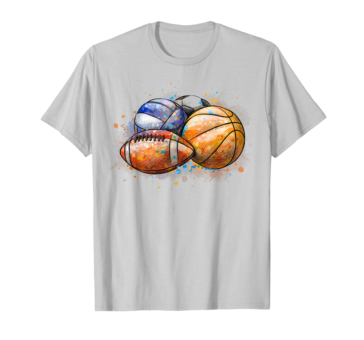 Sports Balls Colorful Basketball Football Baseball T-Shirt