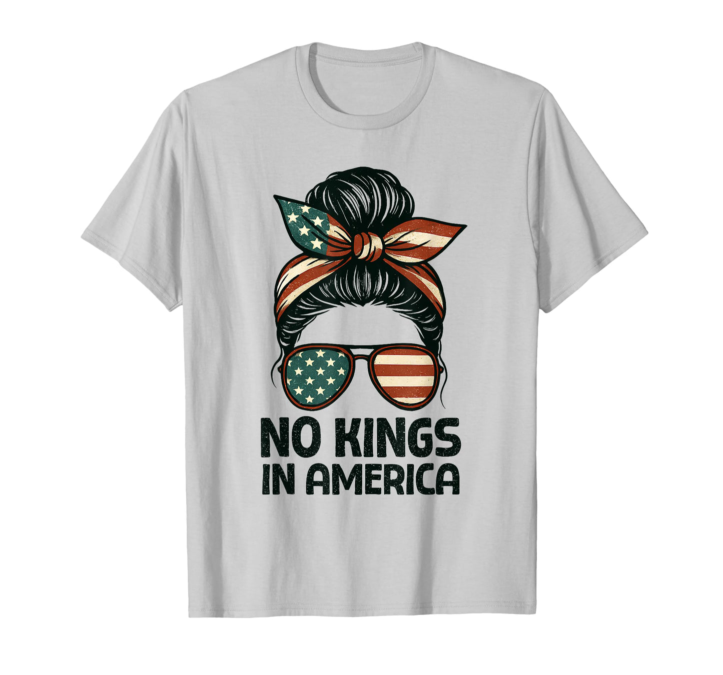 No Kings Womens Messy Bun T-Shirt