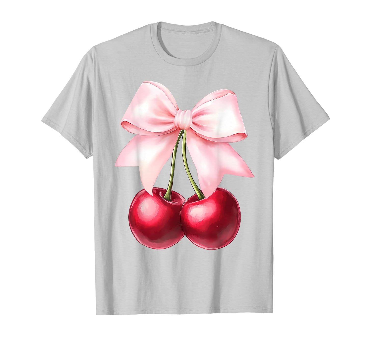 Pink Coquette Bow Cherry Birthday Cute Women Kids Girls T-Shirt