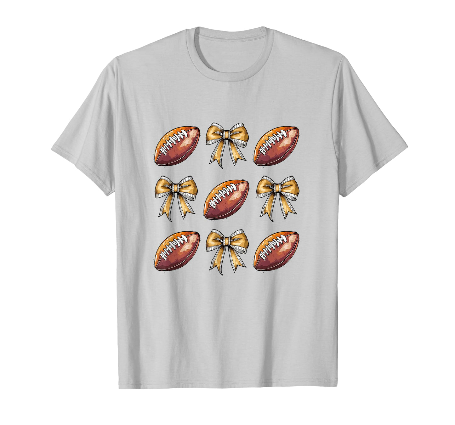 Funny Game Day Football Retro Coquette Bow Football Mama T-Shirt
