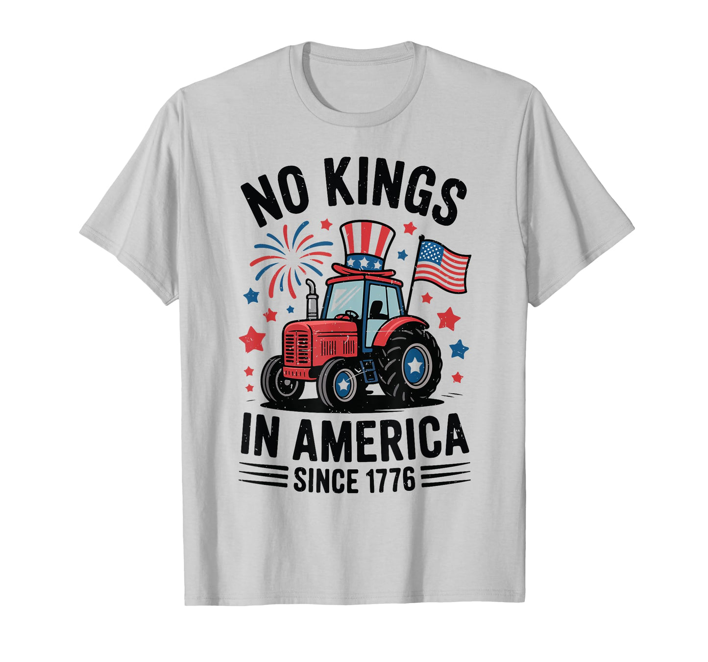 Toddler No Kings In America Flag 4th July Tractor Patriotic T-Shirt