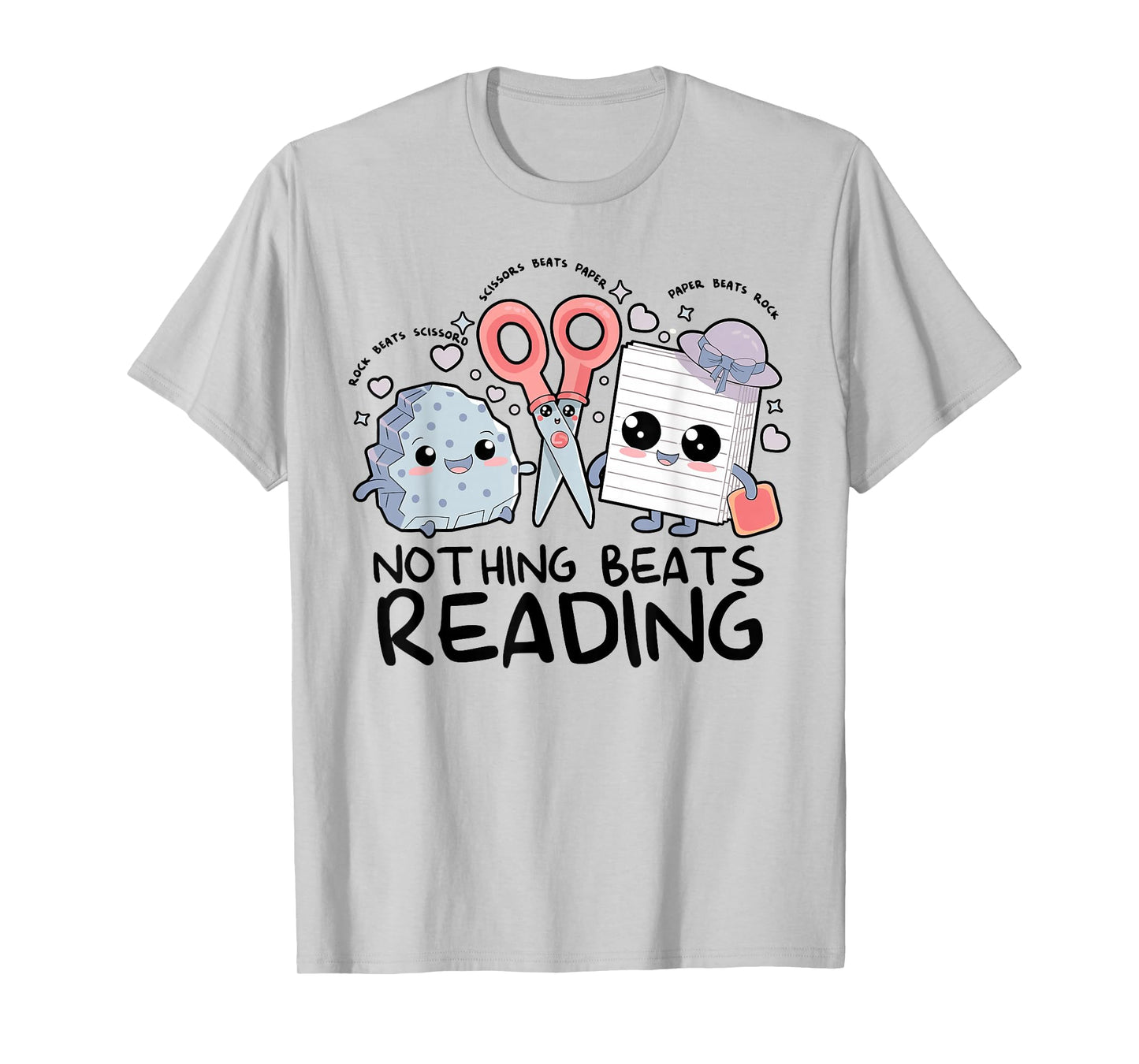 Nothing Beats Reading Rock Paper Scissors Book Lover Teacher T-Shirt