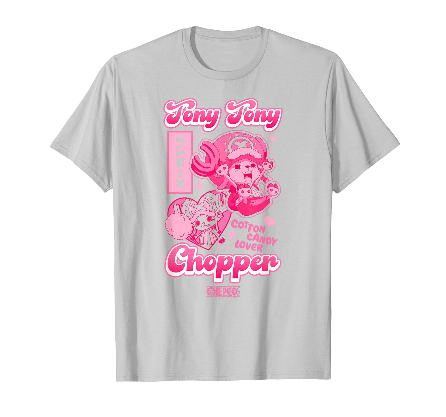 One Piece Anime Tony Tony Chopper Bright Pink Hearts T-Shirt