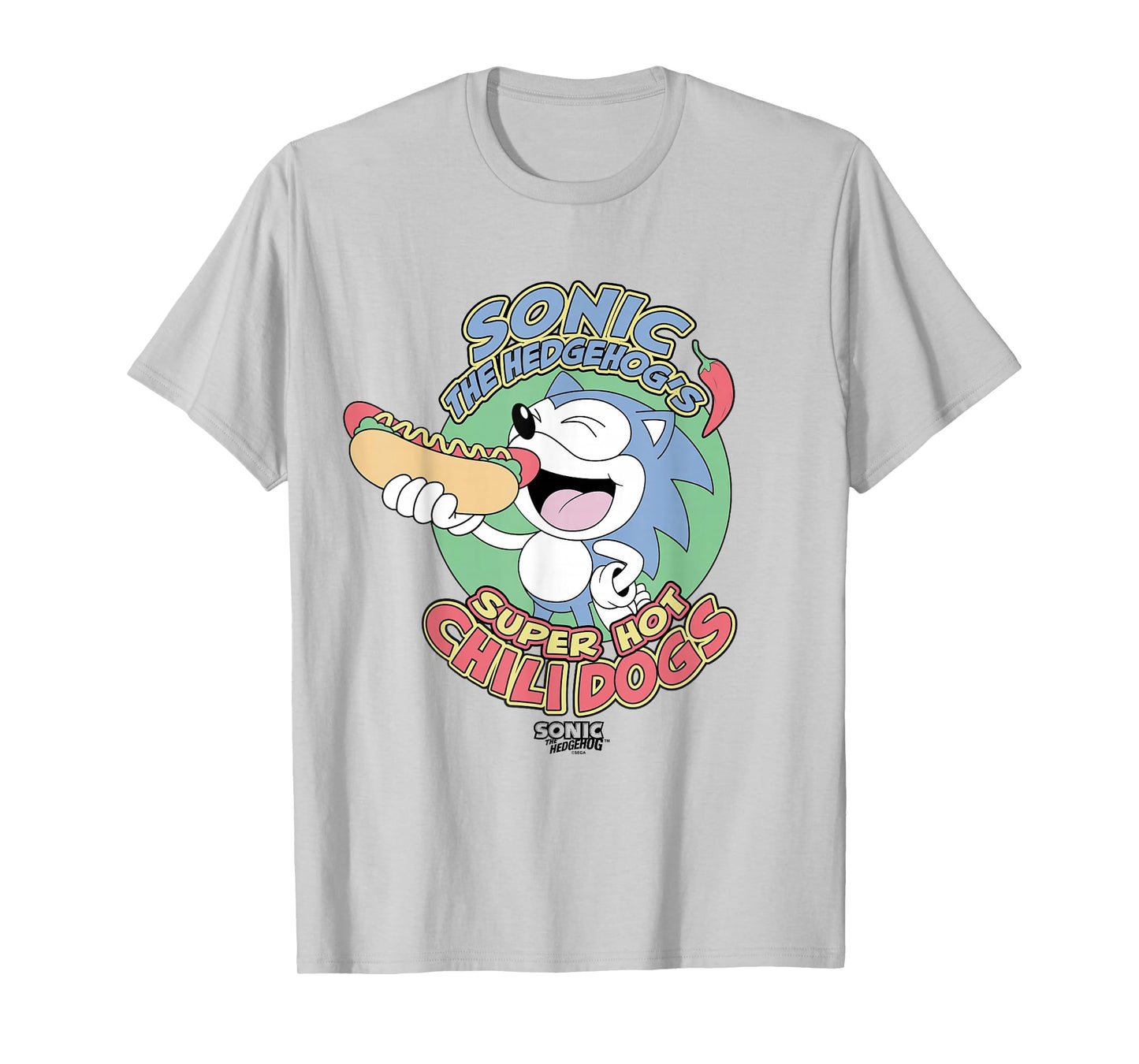 Sonic The Hedgehog Super Hot Chili Dogs Retro Ad T-Shirt