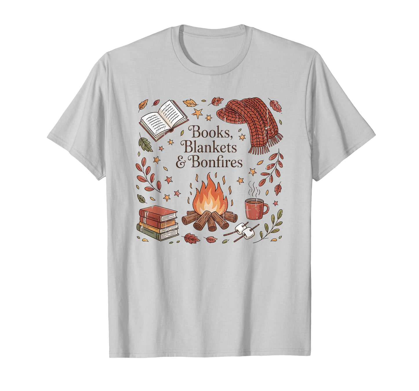 Books Blankets and Bonfires, Cozy Season, Autumn Campfire T-Shirt