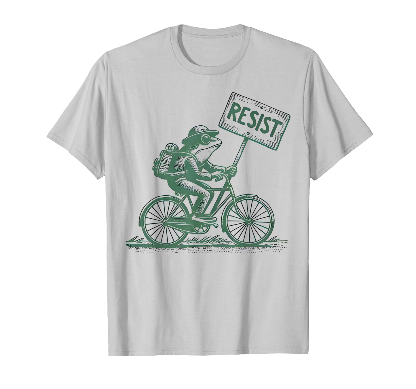 Frog On Bike Resist Portland Frog Protest Vintage T-Shirt