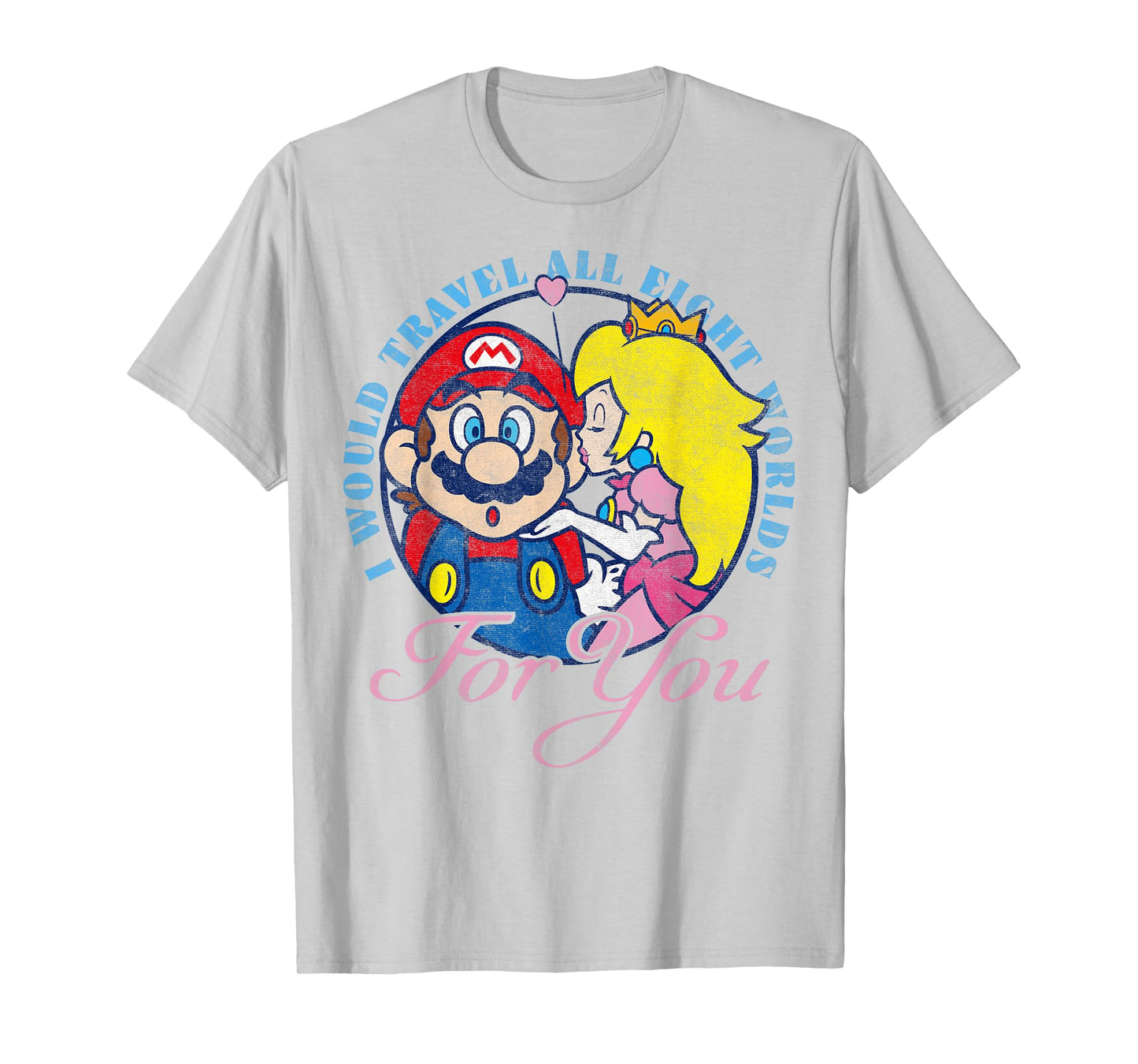 Super Mario Peach & Mario Eight Worlds For You T-Shirt