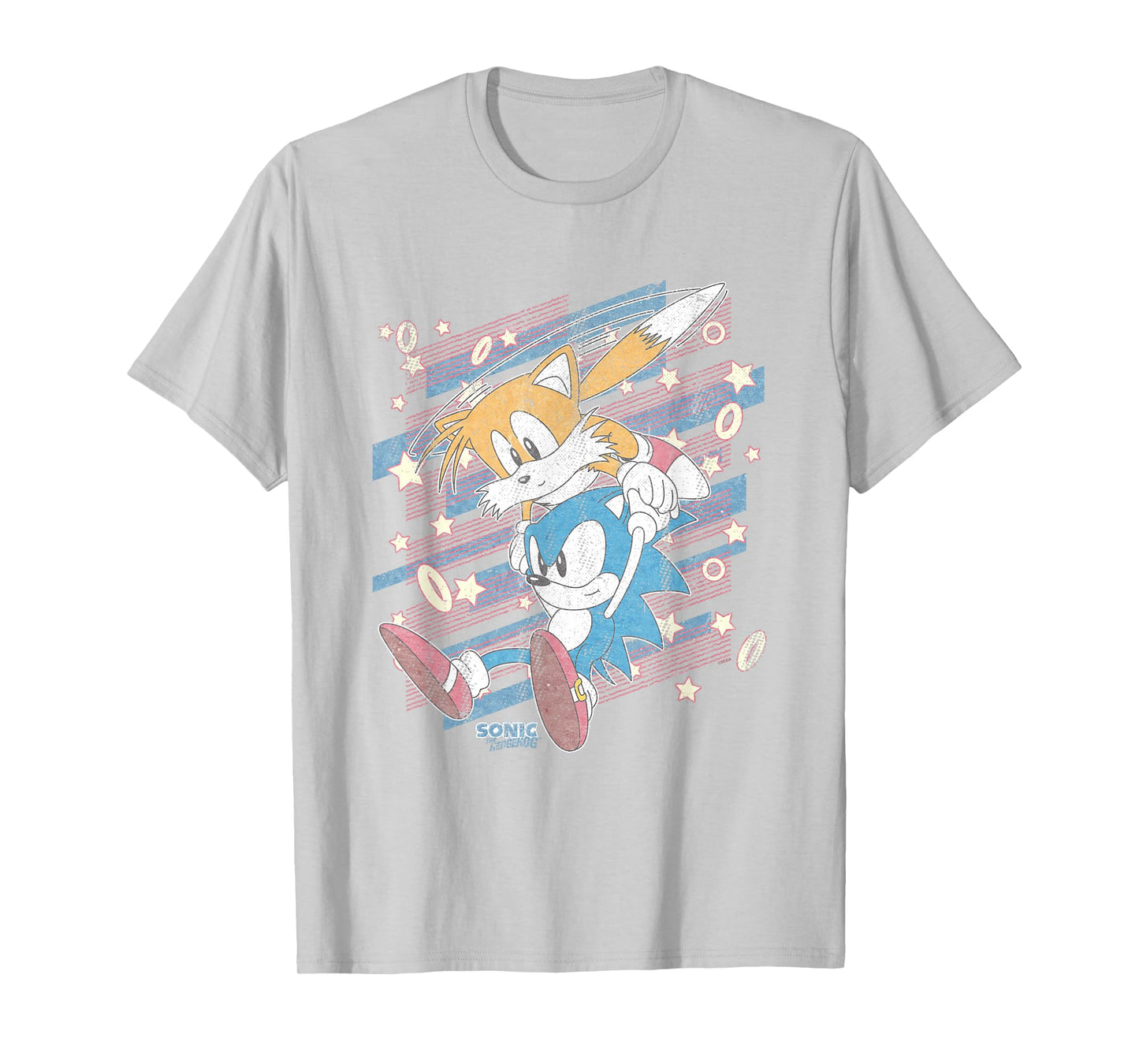 Sonic The Hedgehog Sonic & Tails Americana Distressed Logo T-Shirt
