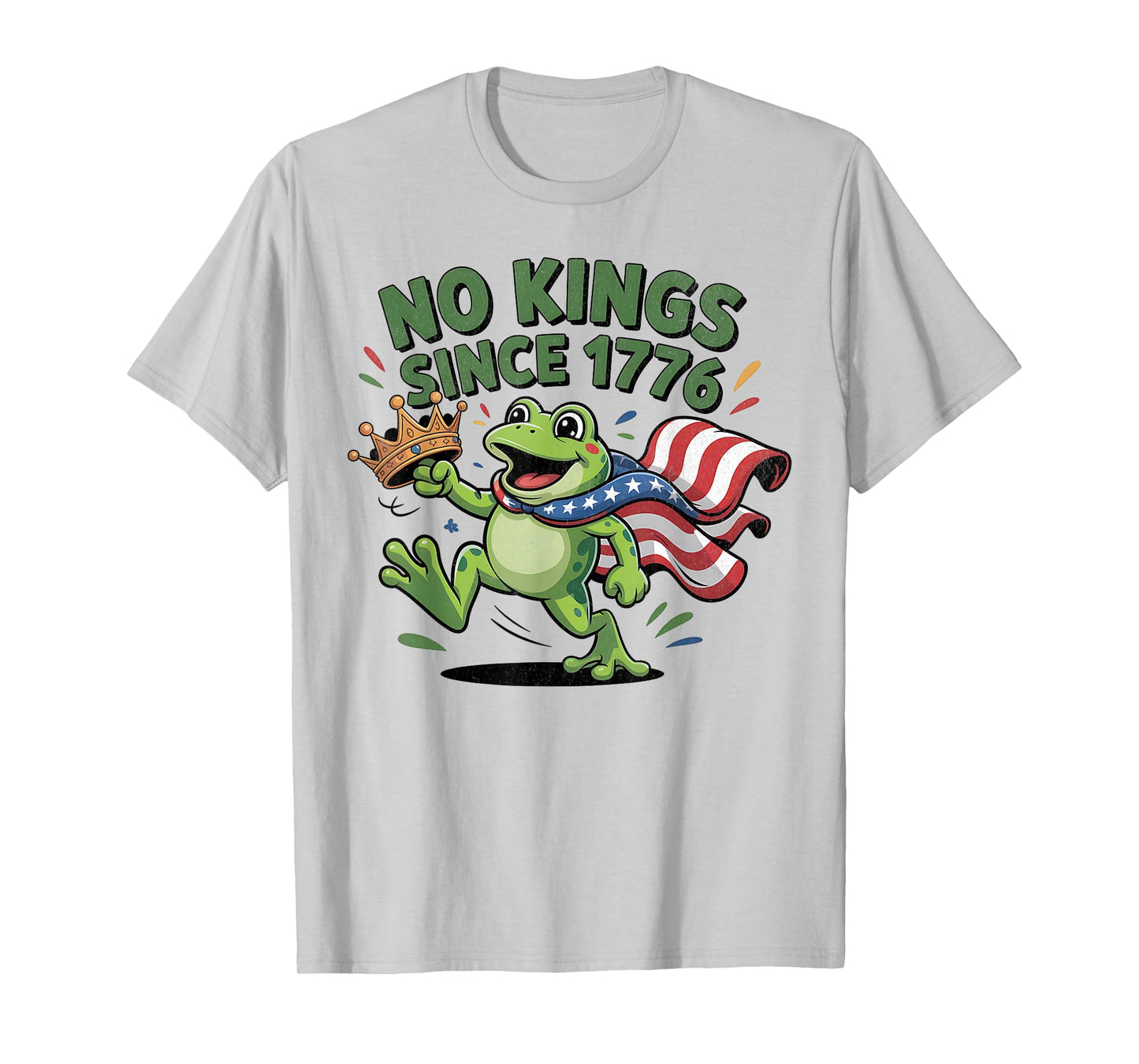 No Kings Since 1776 Vintage Frog Protest USA Flag T-Shirt
