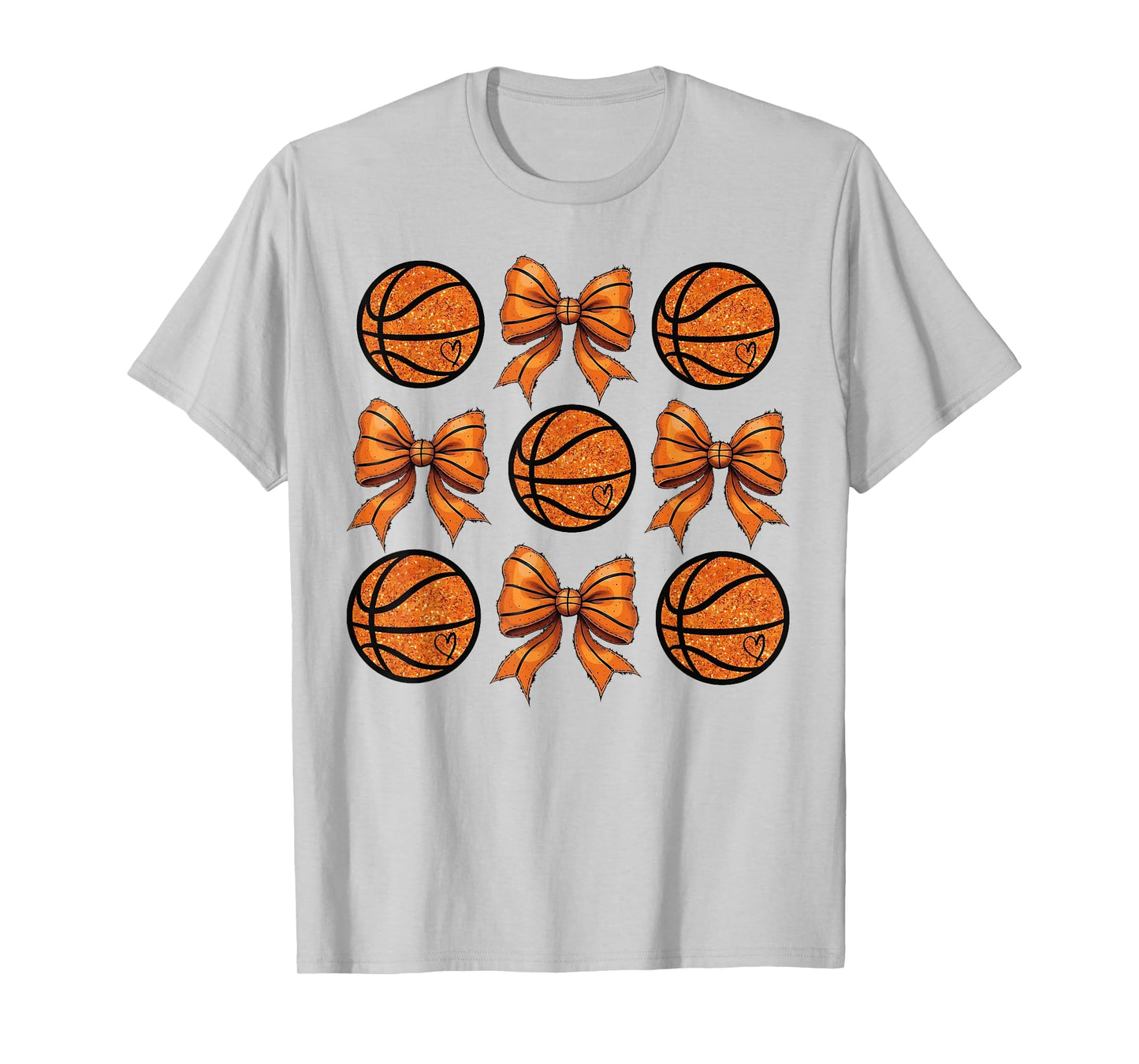 Basketball Bow Game Day Basketball Coquette Bow Women Girls T-Shirt